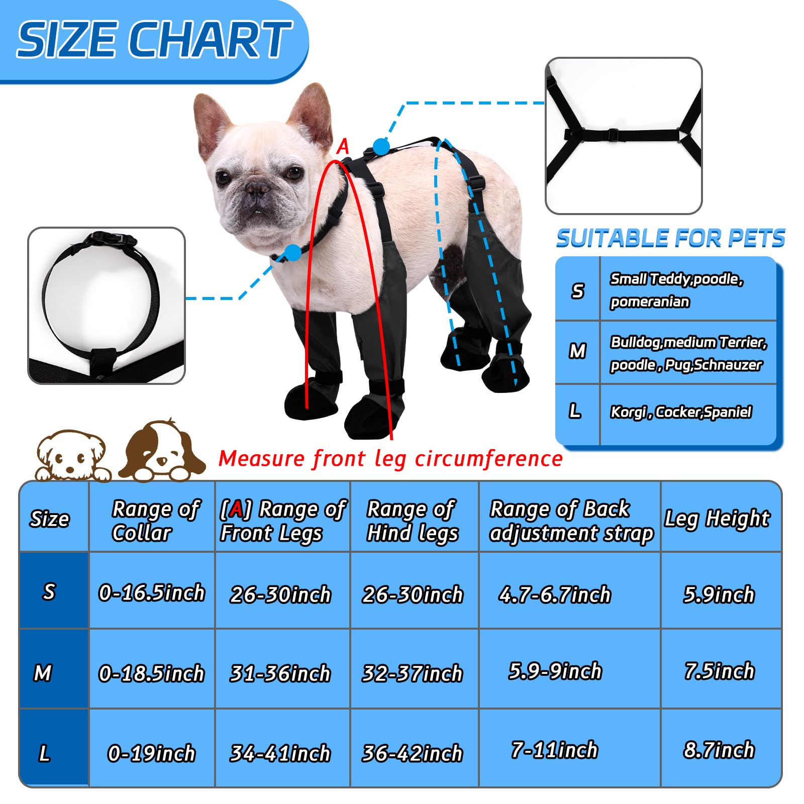 Becrowm Waterproof Dog Boots For Small Medium Dogs, Adjustable Paw Protector Pet Shoes For Outdoor Walking, Soft Pets Paws Prote