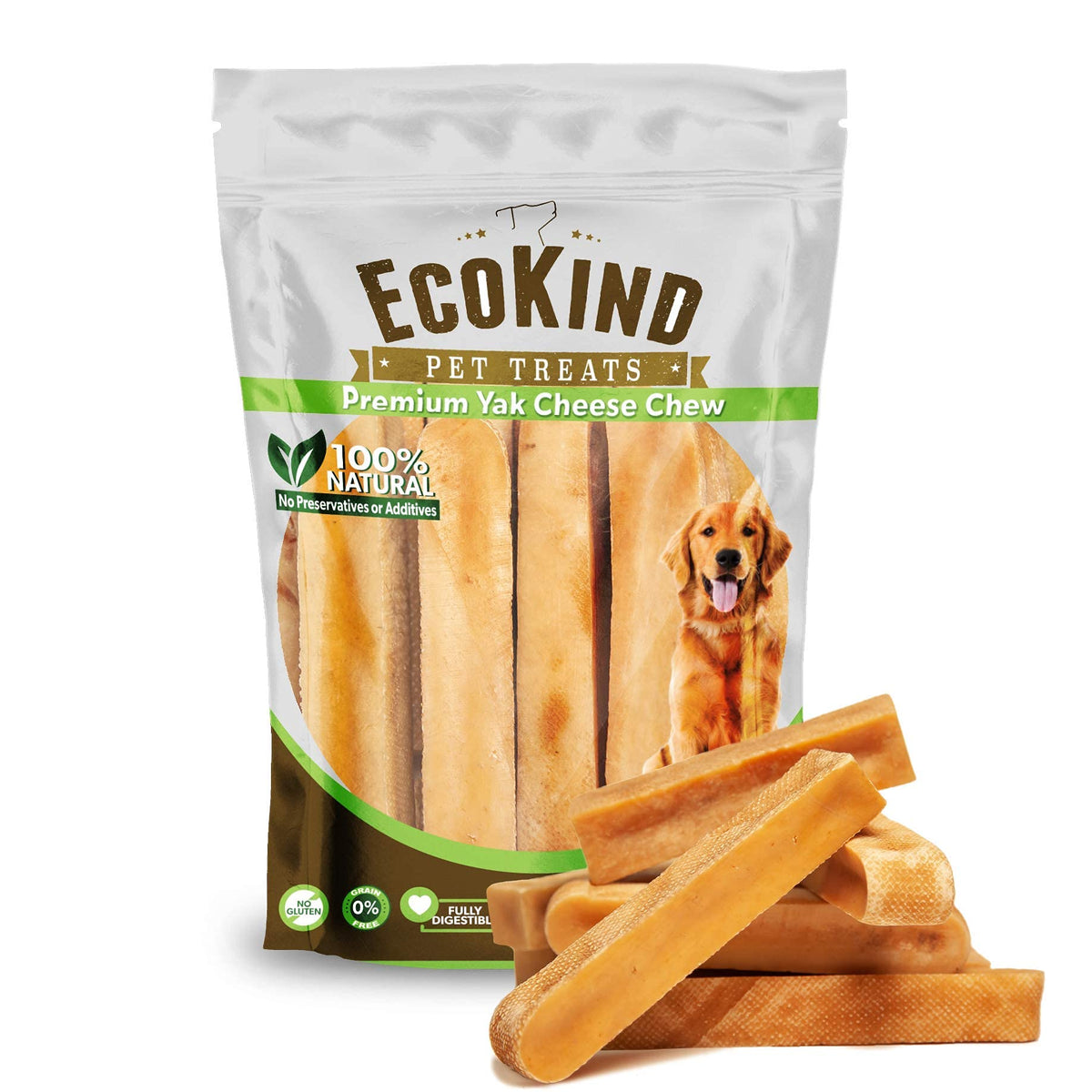 Ecokind Himalayan Yak Cheese Dog Chew | All Natural Premium Dog Treats, Healthy & Safe For Dogs, Long Lasting, Treats For Dogs, Easily Digestible, For All Breeds & Sizes (Medium, 3-Pack)