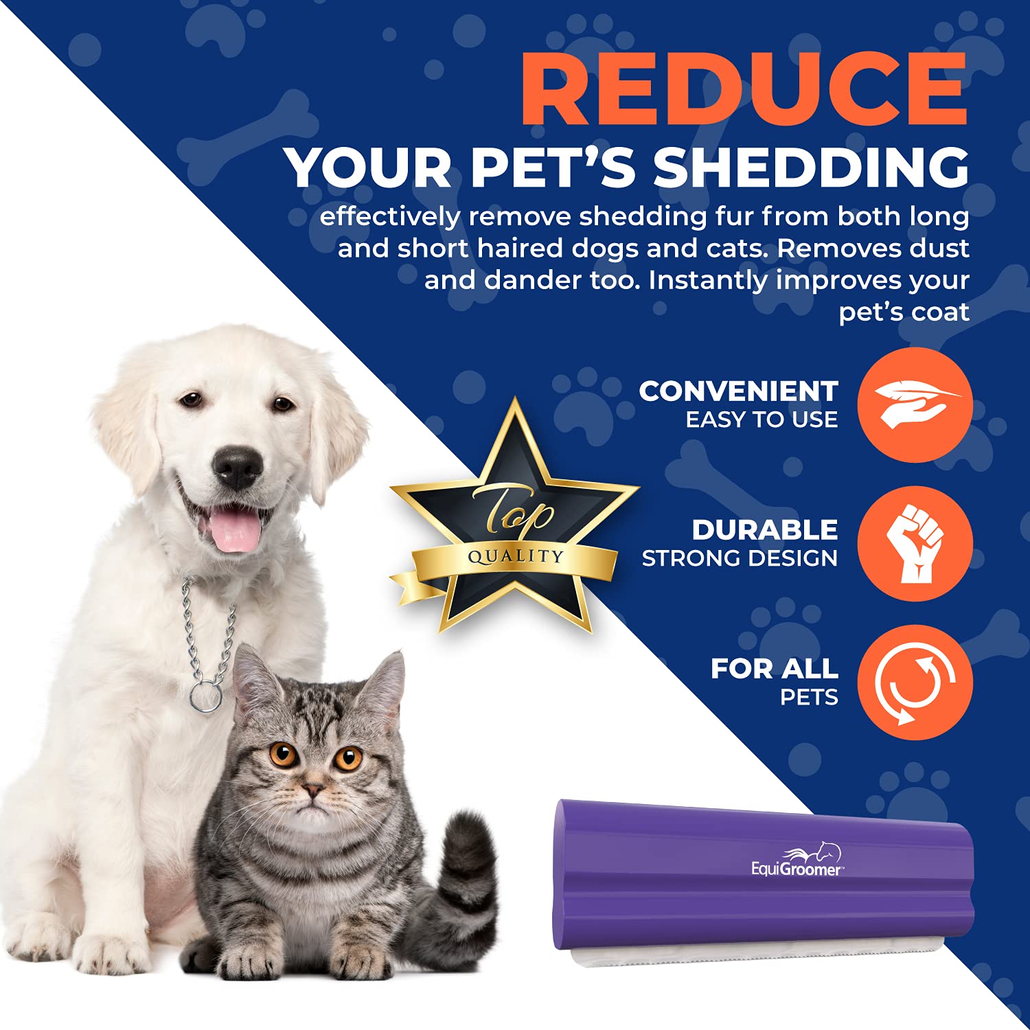 EasyGroomer Deshedding Brush for Dogs Cats | Purple | Undercoat Tool for Large and Small Pets | Comb Removes Loose Dirt, Hair an