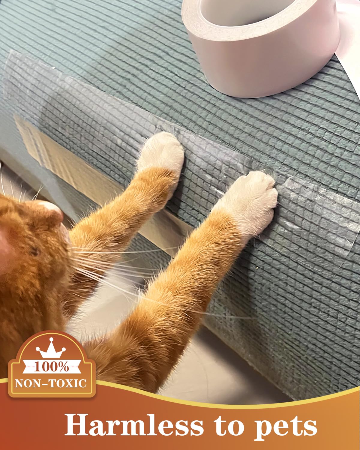 Lzerking Cat Scratch Tape - Clear Double Sided Furniture Protector, 2.5in x 15 Yards, 2 Rolls, Model PETSMJ22