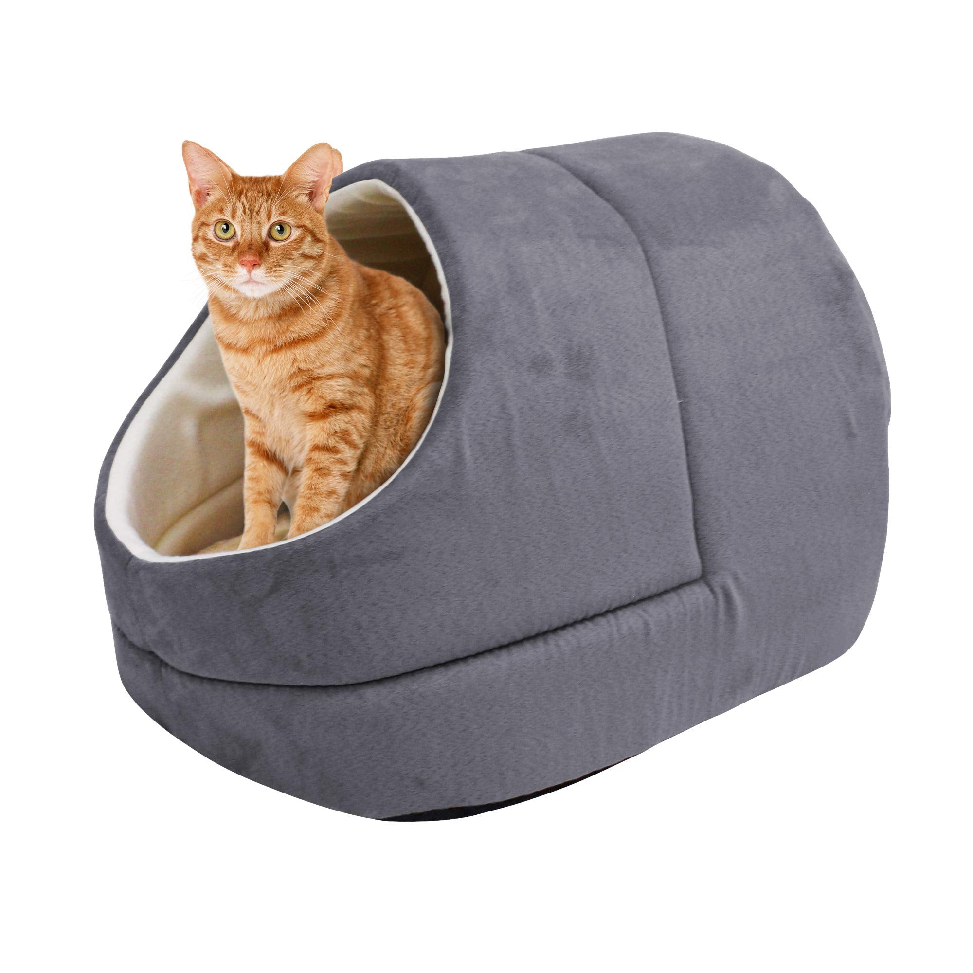 Goopaws Goopaws Cat Cave For Cat And Warming Burrow Cat Bed, Pet Hideway Sleeping Cuddle Cave (Grey-2)