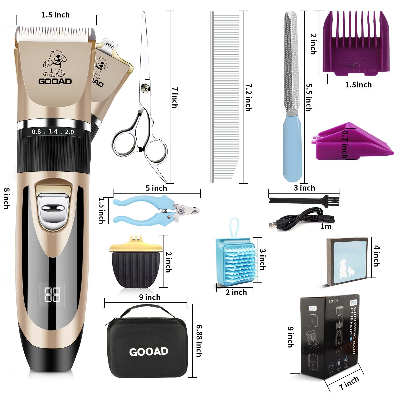 Dog Clippers, Cordless Dog Grooming Clippers For Thick Coats, Professional Dog Grooming Kit, Dog Hair Trimmer, Low Noise Dog Sha