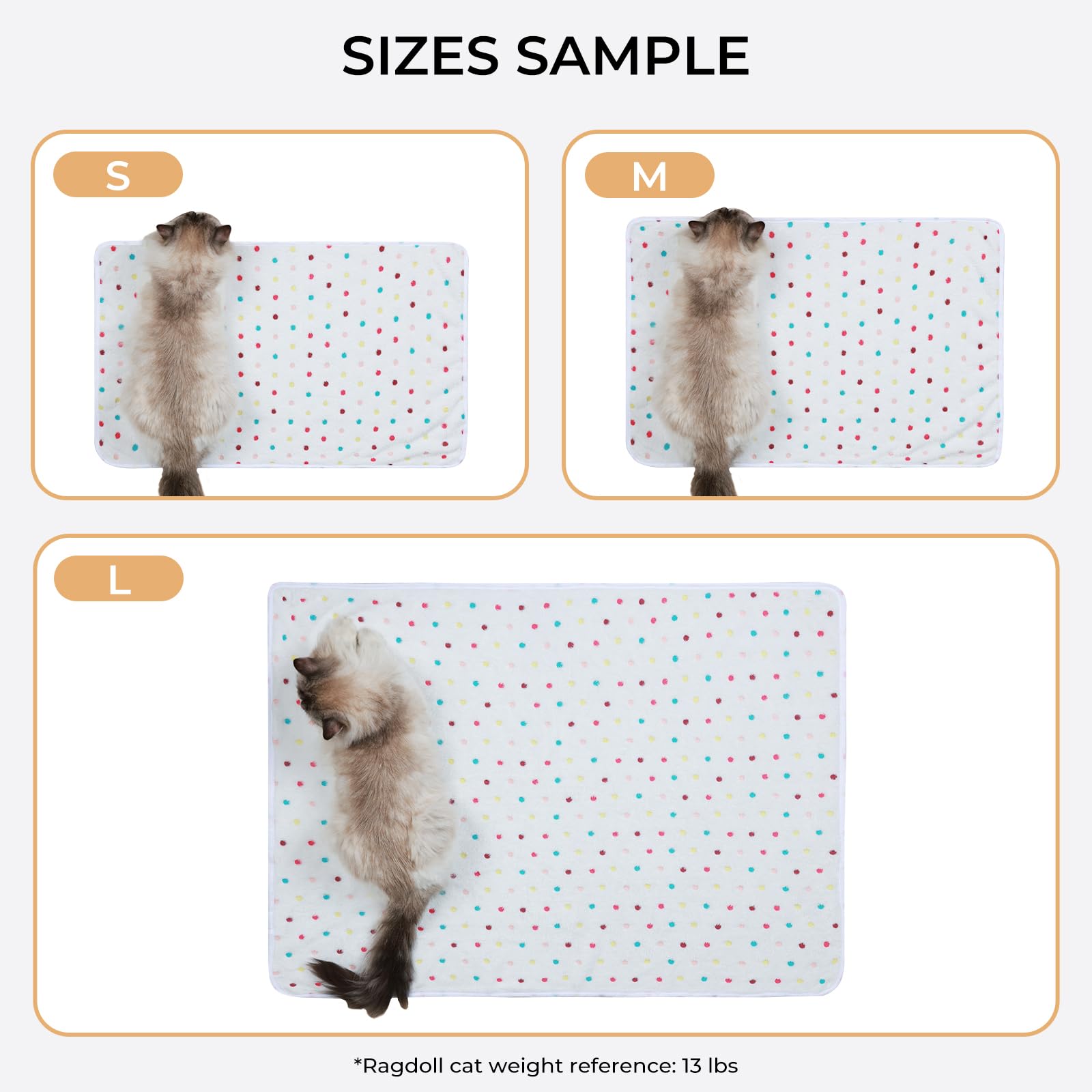 1 Pack 3 Blankets Super Soft Cute Dot Pattern Pet Blanket Flannel Throw For Dog Puppy Cat Beige/Brown/Pink Small