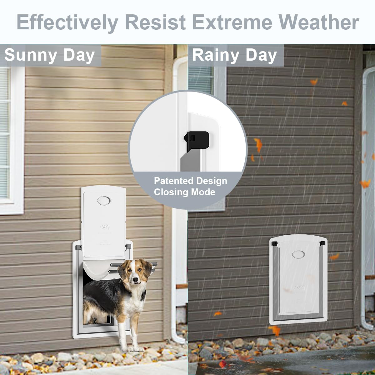 DECORMAX Steel Dog Door for Wall, Energy Efficient Pet Door, Telescoping Tunnel and Steel Frame, Double Magnetic Flaps and Two S