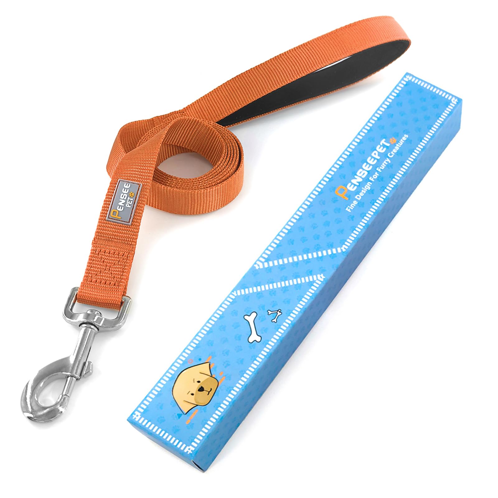 Penseepet Basic Dog Leashes 6 Ft Padded Handle Nylon Dogs Leashes For Medium Dogs Orange