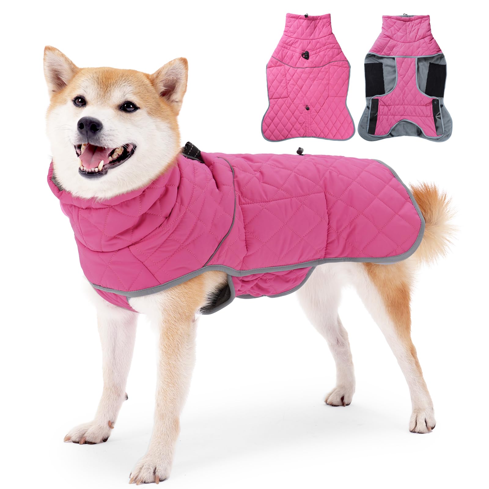 Pinellia Dog Winter Coat,Waterproof Dog Pullover Jumpsuit,Windproof Jacket For Small Medium Large Dog.High Collar Adjustable Dog