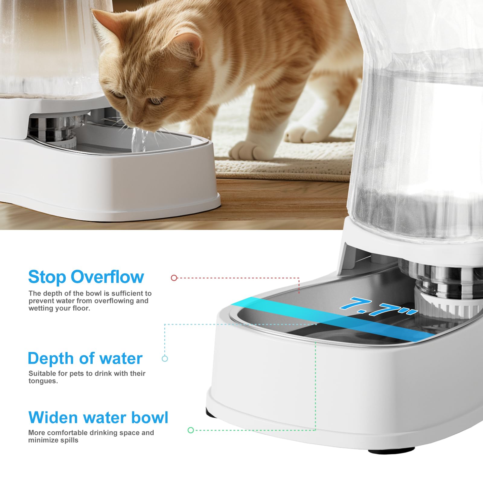 Automatic Gravity Water Dispenser For Dogs, 1Gallon Stainless Steel Water Bowl Dispenser, 100% Bpa-Free Dog Water Fountain Dispe