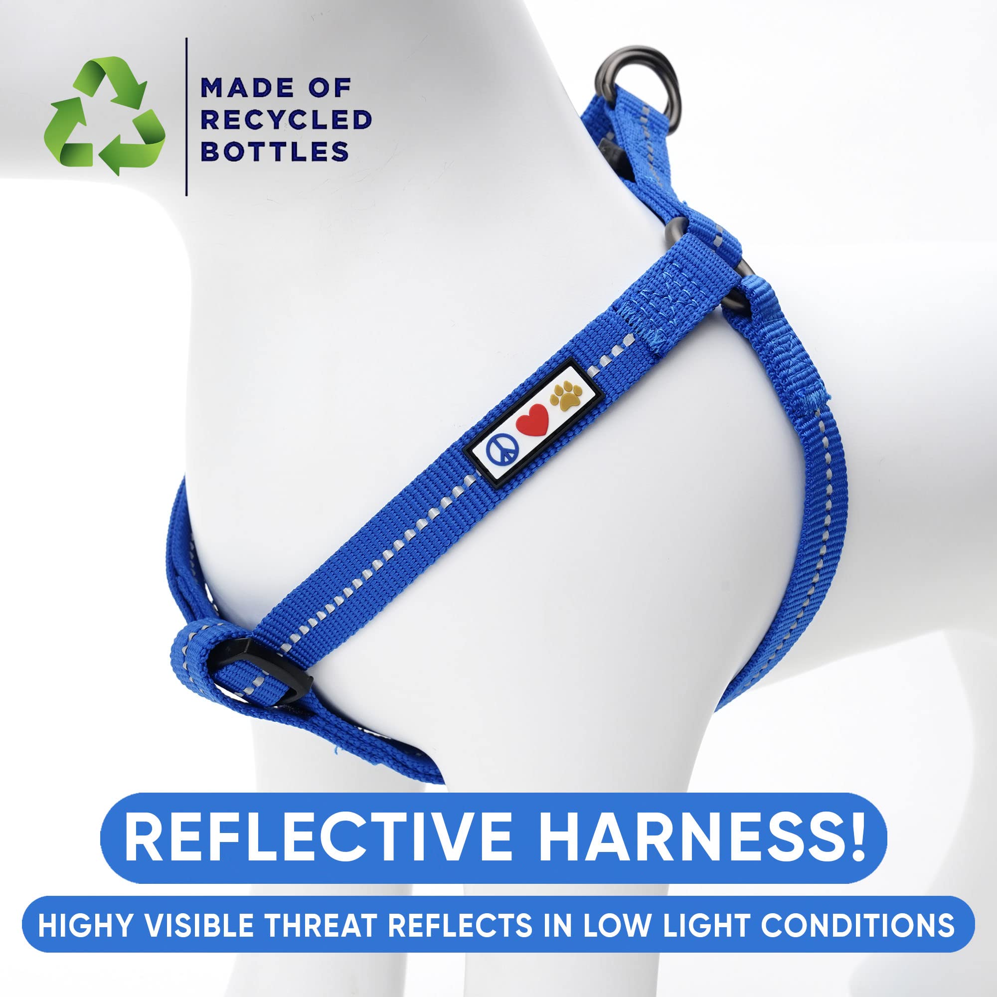 Pawtitas Recycled Dog Harness With Reflective Stitched A Puppy Harness Made From Plastic Bottles Collected From Oceans Extra Small Blue Ocean
