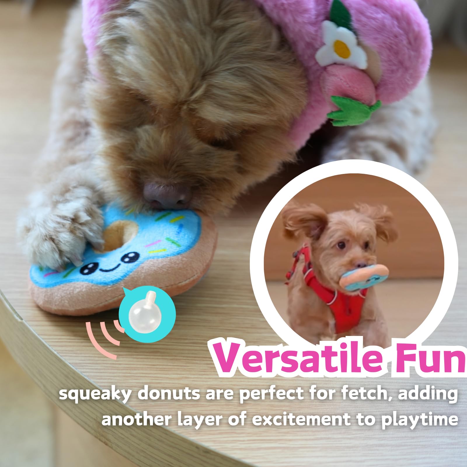 Cece Paw Donut Snuffle Toys, Squeaky Crinkle Interactive Dog Toys, Dog Enrichment Treat Puzzle For Boredom And Mental Stimulatio