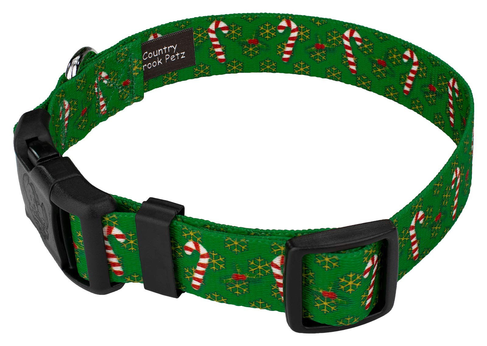 Country Brook Design - Candy Cane Christmas - Christmas Dog Collar With 23 Festive Patterns - Deluxe Collection (1 Inch, Medium)
