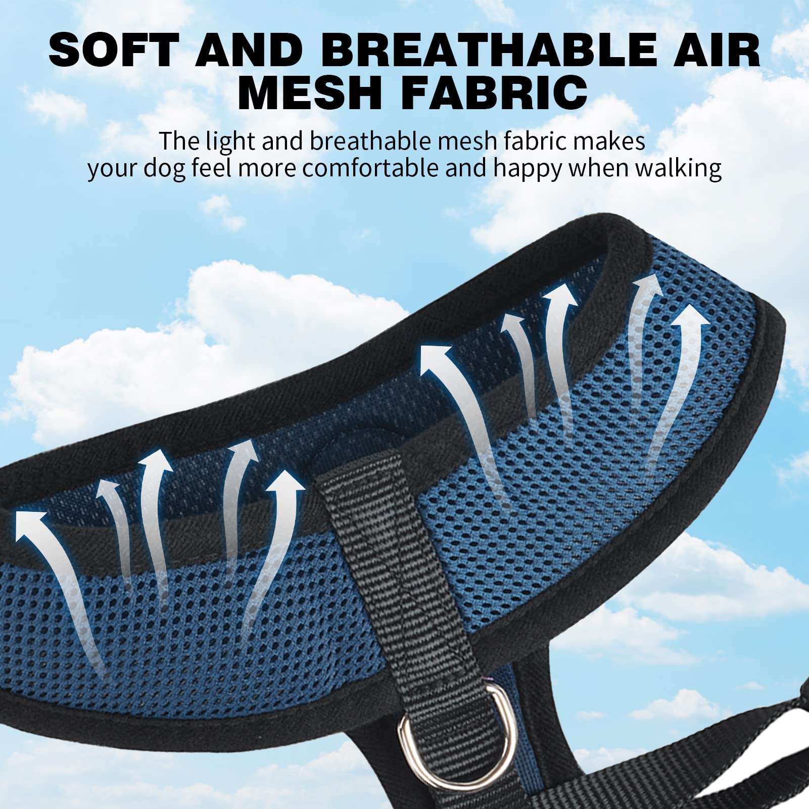 Bingpet No Pull Dog Harness For Small Medium Dogs,All Weather Mesh Step In Vest Harness For Small Dogs,Breathable Mesh Puppy Cat Harnesses,Step-In Air Dog Harness For For Small Dogs,Navy Blue,X-Small