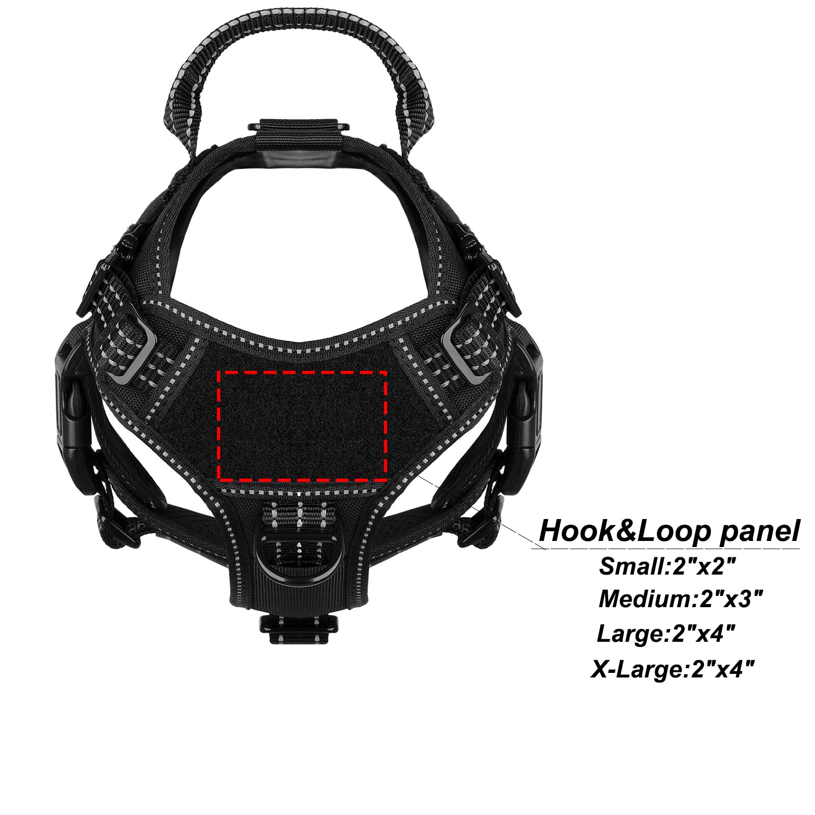 Icefang Tactical Dog Harness,2X Metal Buckle,Working Dog Molle Vest With Handle,No Pulling Front Leash Clip,Hook And Loop Panel (Small (Pack Of 1), Reflective Black)
