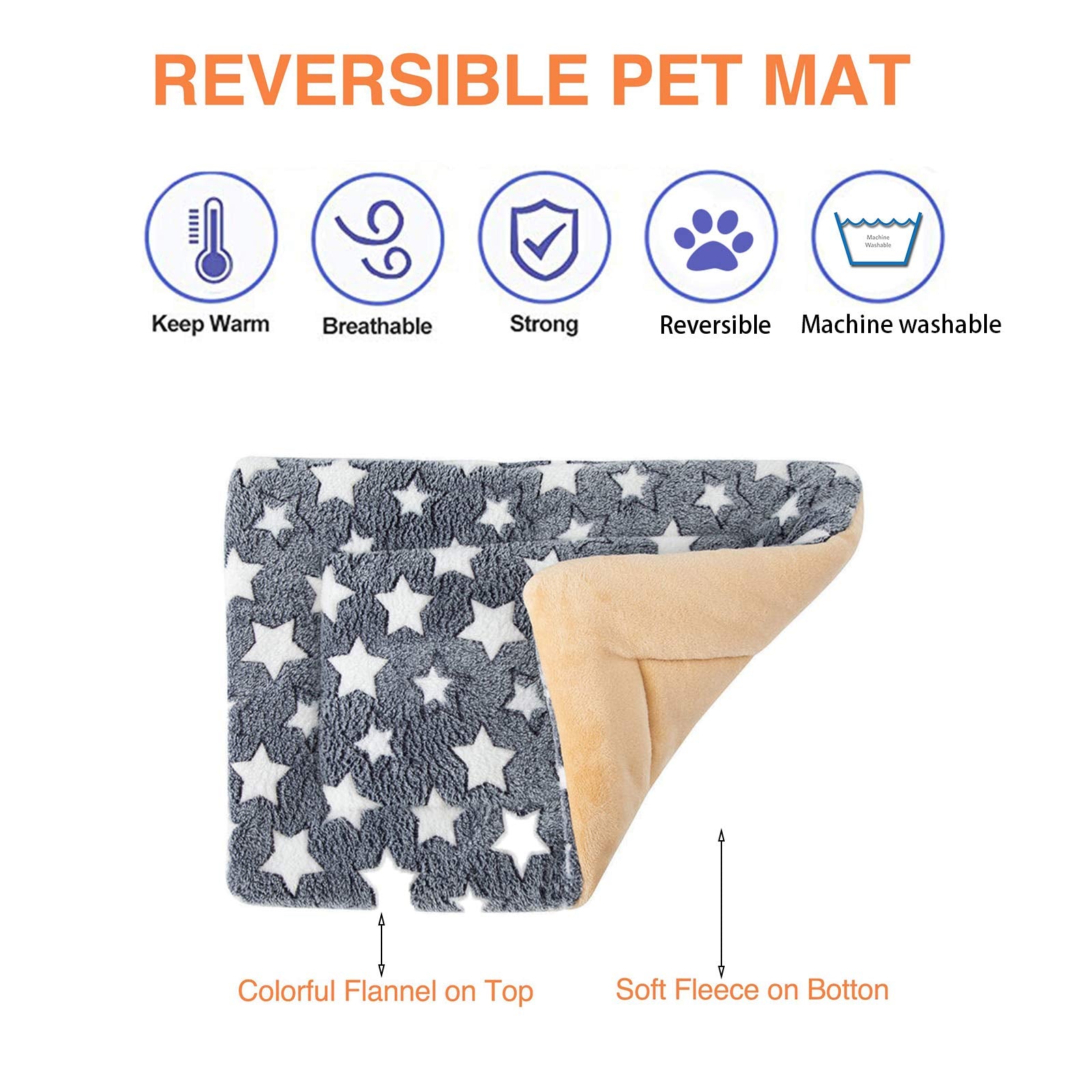 Homereign 2 Pcs Pet Bed Mats. Ultra Soft Pet (Dog/Cat) Bed With Cute Prints. Reversible Faux Lambswool Kennel Pad For Medium Sma