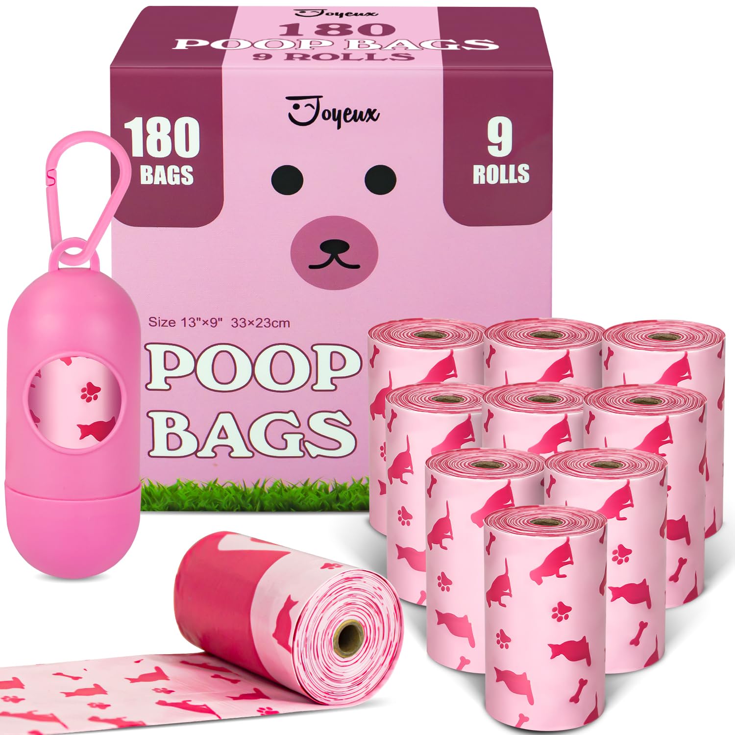 180 Count Dog Poop Bags Rolls With Dispenser, Leak Proof, Extra Thick Doggie Pet Waste Bags, Poop Bag And Doggy Holder For Dogs 