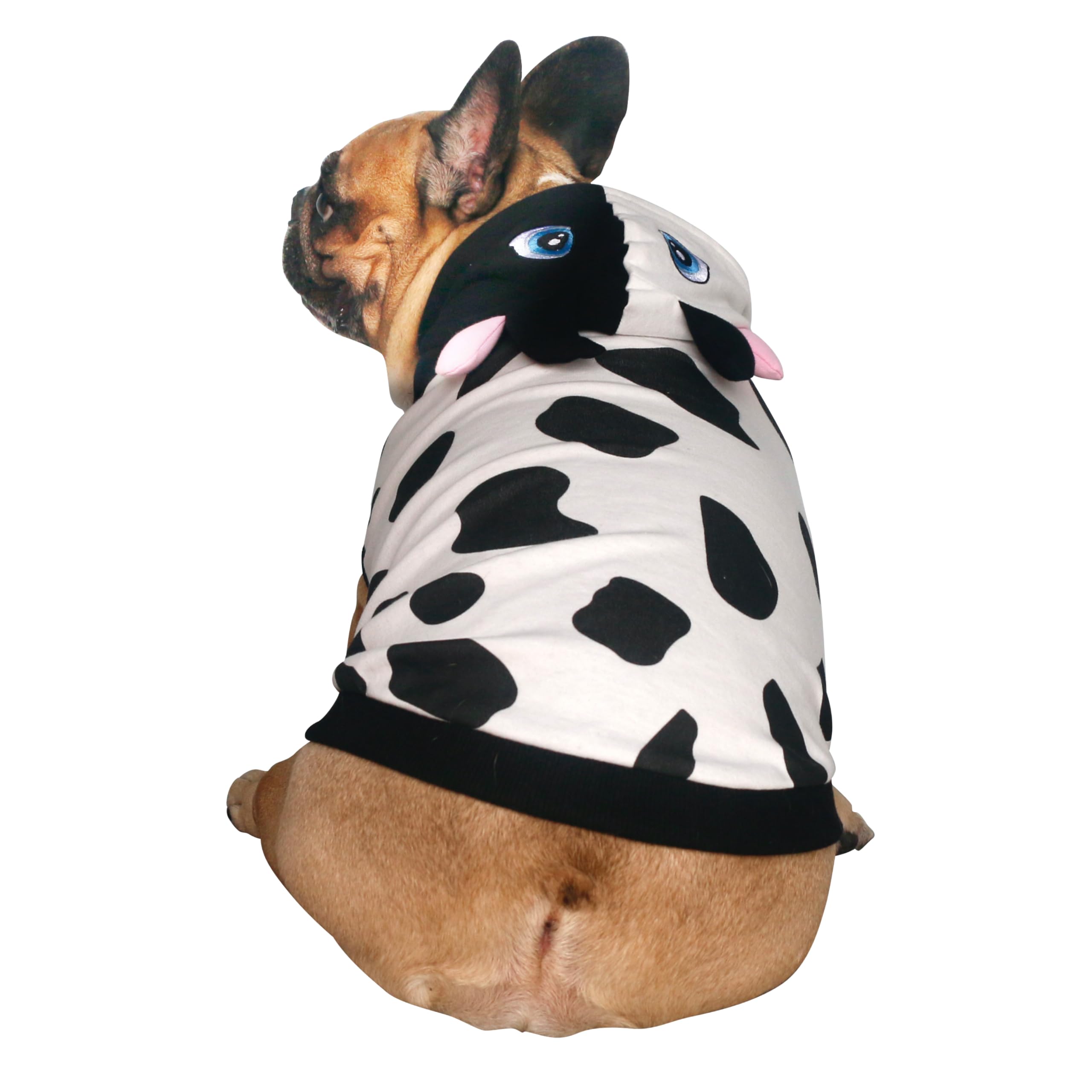Ichoue French Bulldog Milch Cow Halloween Costumes Clothes Hoodies Shirts Vest For Medium Dogs Cold Weather Winter Coats Frenchie English Pug Pitbull - White Black, Large Plus