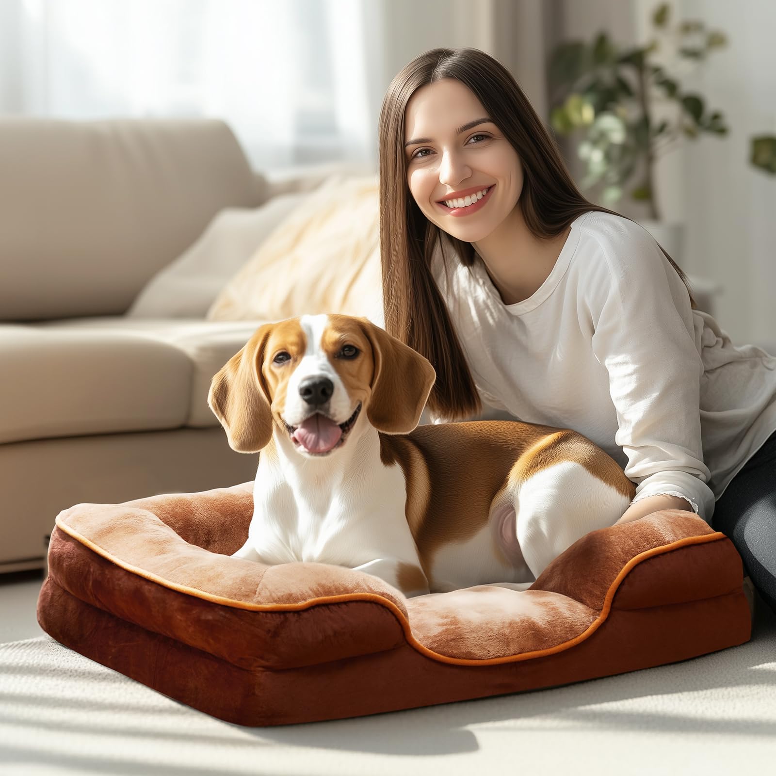 Sweetcrispy Orthopedic Dog Bed, Memory Foam Puppy Sleeping Sofa For Medium Pets With Washable Removable Cover Non-Slip Base Wate