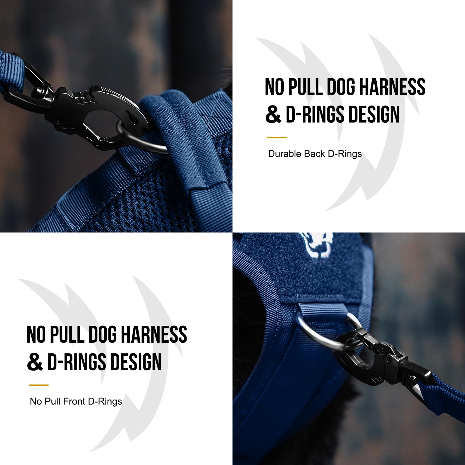 Onetigris Tactical Dog Harness For Small Medium Large Dog, Mesh Design Service Dog Vest Breathable Military Dog Molle Vests With