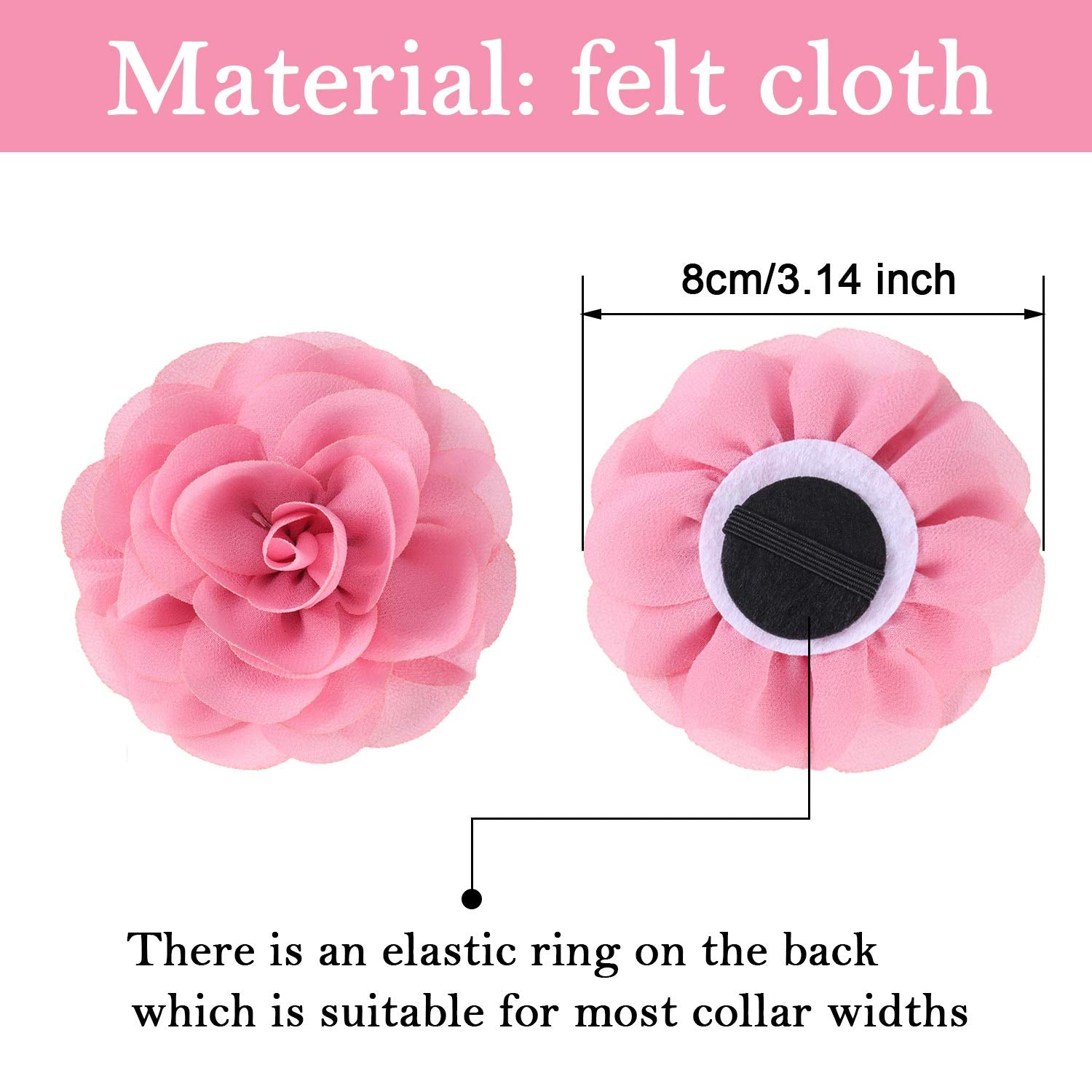 4 Pieces Dog Flower Bow Collar Multicolored Pet Bow Collar Dog Charms Flower Set For Puppy Dog Collar Cat Pet Grooming Accessories (Red, Rose Red, Light Pink, Milk White)