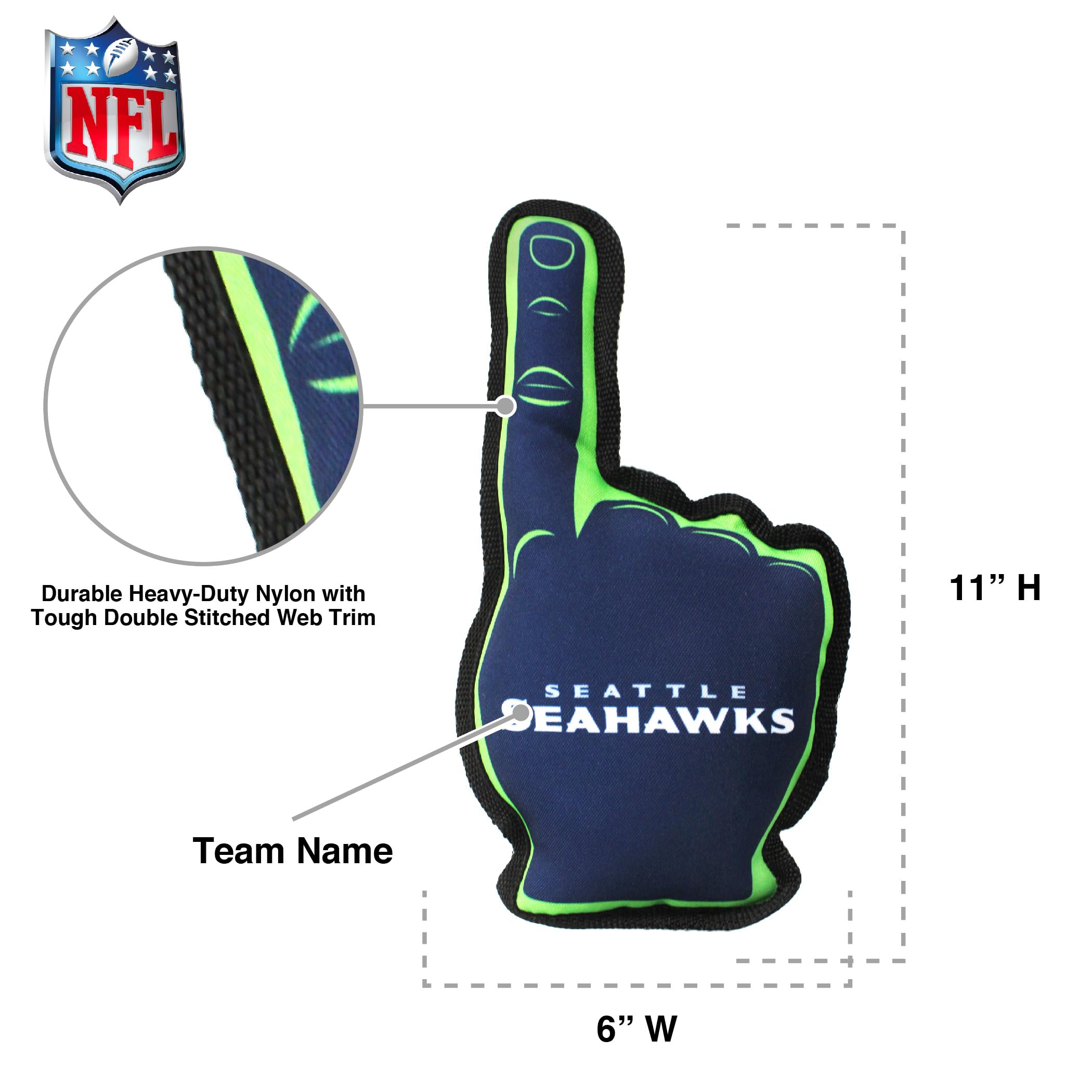 Nfl Seattle Seahawks #1 Fan Toy For Dogs & Cats. Best Tough Pet Toy With Inner Squeaker