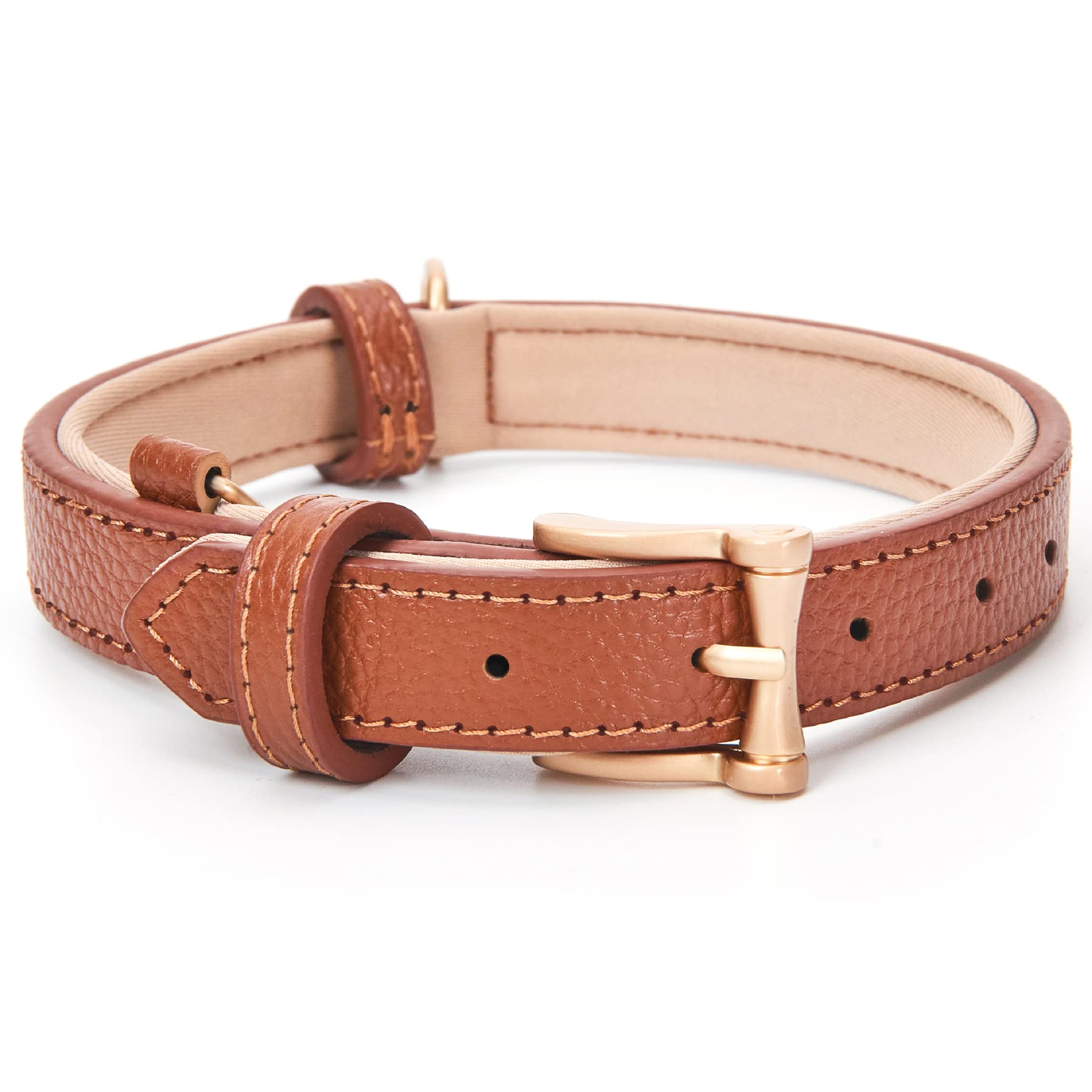 Blu&Ben Genuine Leather Dog Collars Classic Soft Padded Leather Collar Stylish Breathable Dog Collar For Small Medium Large Dogs