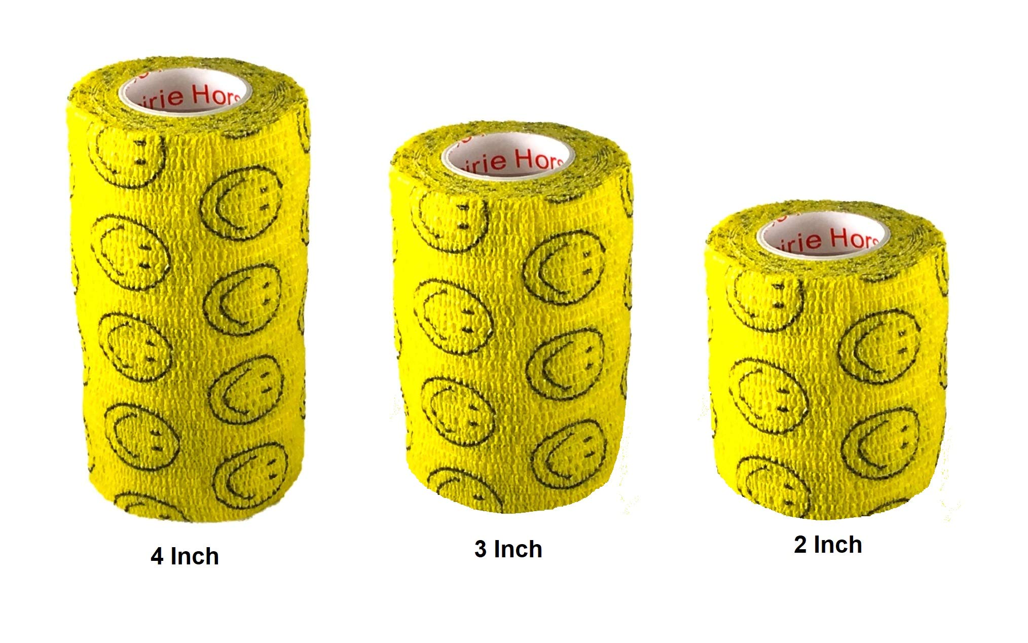 Vet Wrap Wrap Tape (Yellow with Smiles) (2 Pack) (3 Inch x 15 feet) Self Adhesive Adherent Adhering Cohesive Flex Self Stick Ban