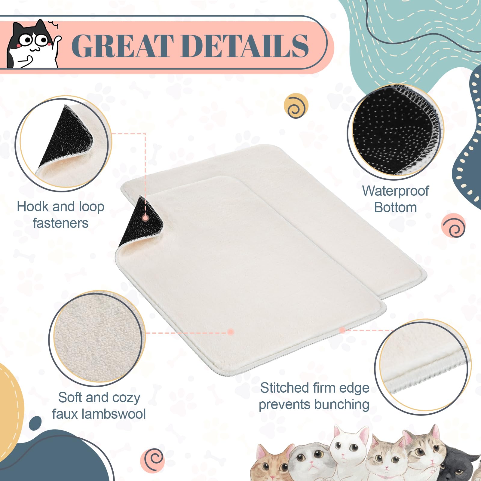 Drydiet 4 Pcs Pet Carrier Pad Travel Pet Reversible Dog Mat Replacement Liners For Travel Dog Bed Pad Washable Plush Cashmere Do