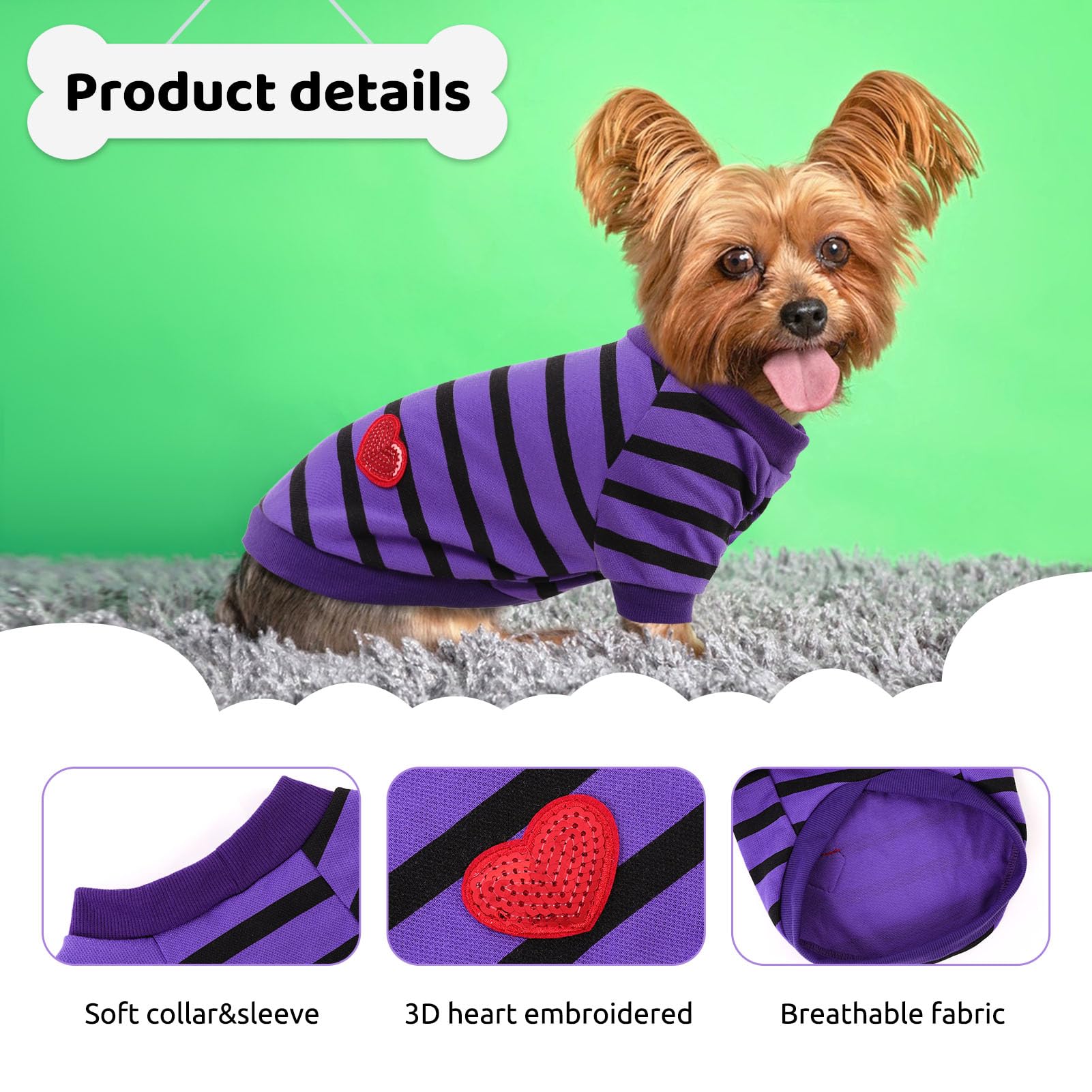 Preferhouse Dog Shirts For Medium Dogs, Striped T-Shirts Dog Vest Pet Apparel Tee Shirts Spring Summer Suitable For Small And Me
