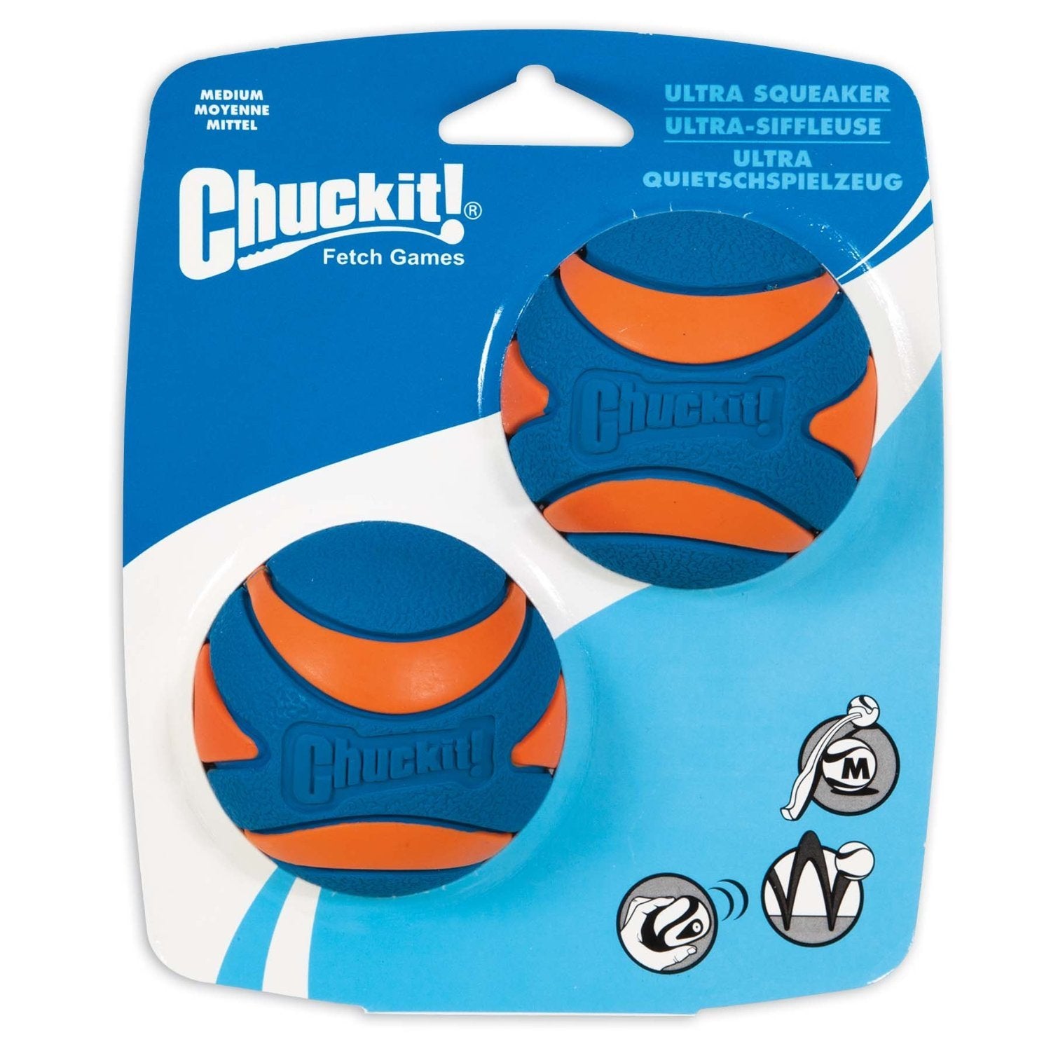 Chuckit! 6 Pack Of Ultra Squeaker Ball Dog Toys, Medium, Whistles When Thrown