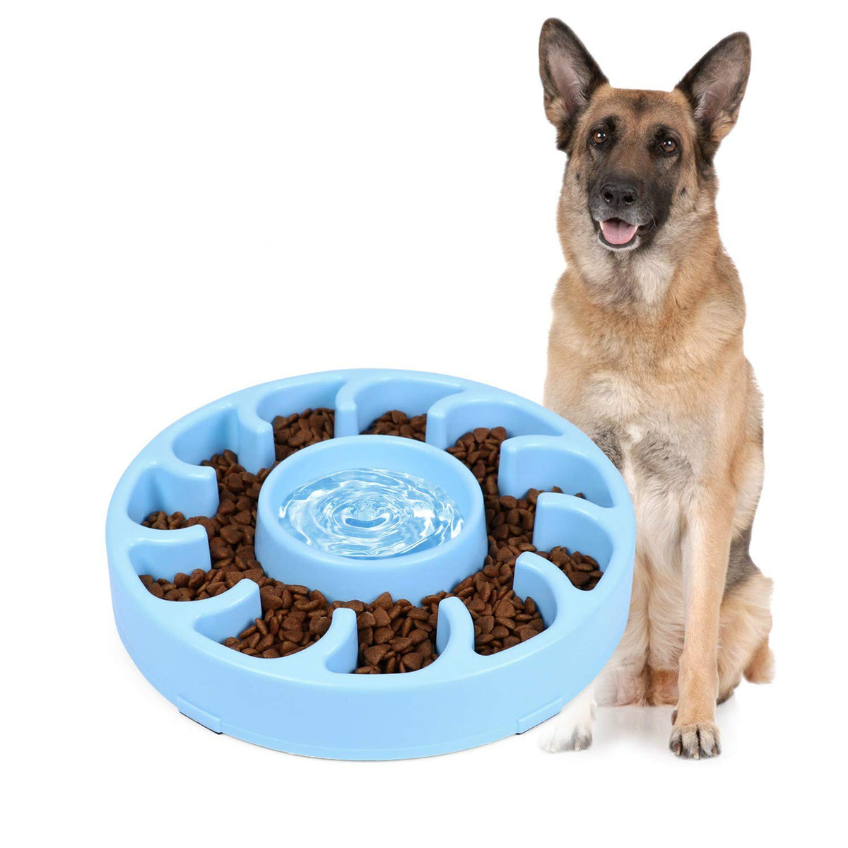 JASGOOD Slow Dog Bowl for Large Dogs,Anti-Gulping Dog Slow Feeder Stop Bloat,Slow Eating Big Pet Bowl