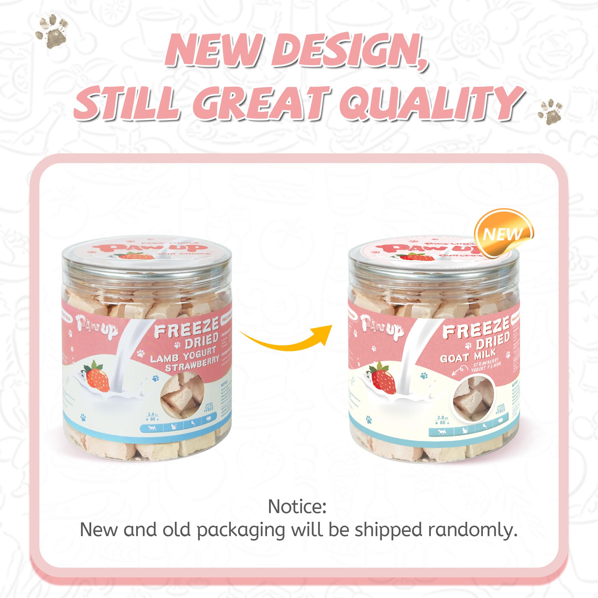 PAWUP Freeze Dried Sheep Milk Yogurt Flavor with Strawberry,Gentle Sheep Milk Dog Treats for Sensitive Stomachs Puppies, 2.8 oz