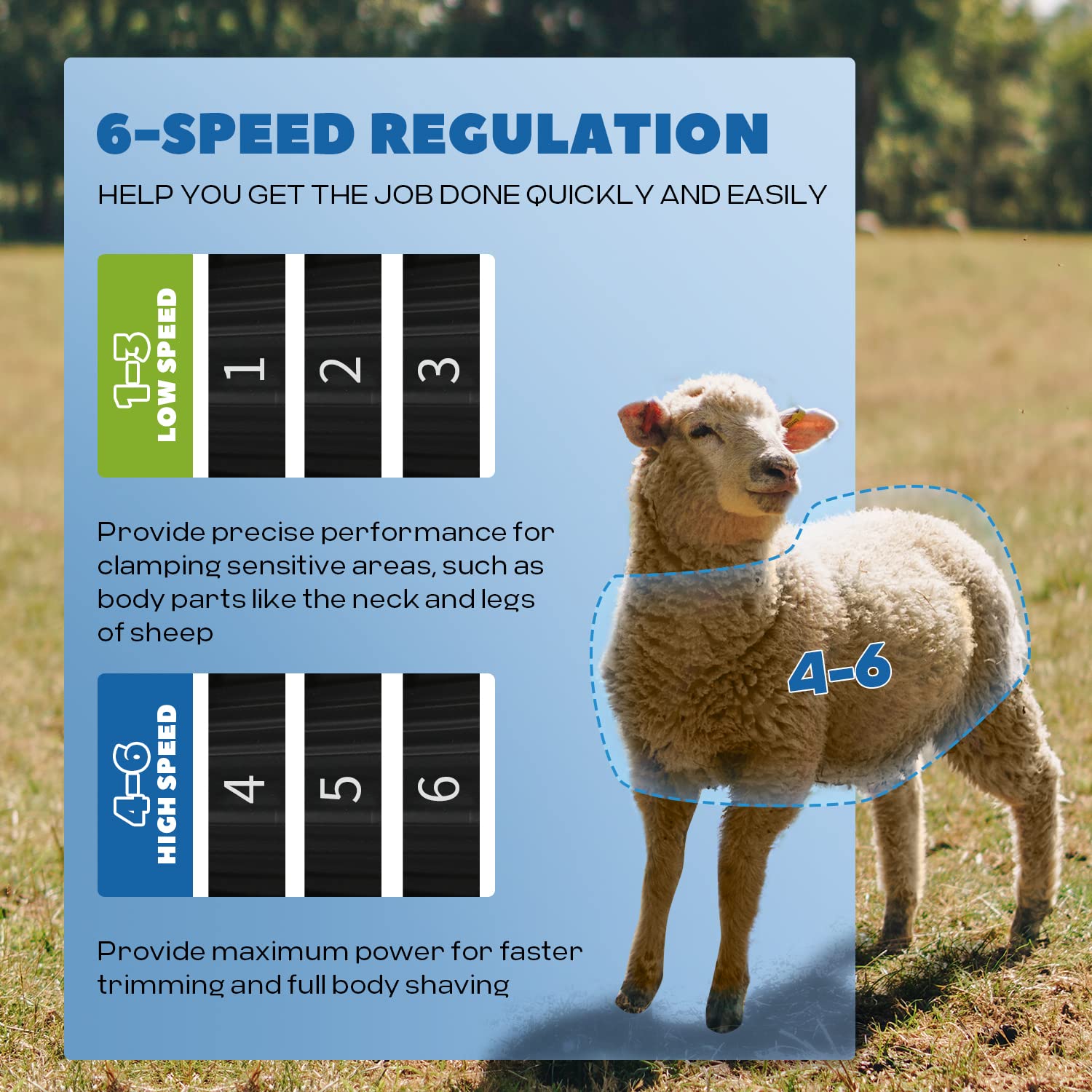 Luzrise Sheep Shears Professional 850W 2400Rpm Heavy Duty With 4 Blades (13-Teeth Straight/13-Teeth Curved/9-Teeth Straight/9-Te