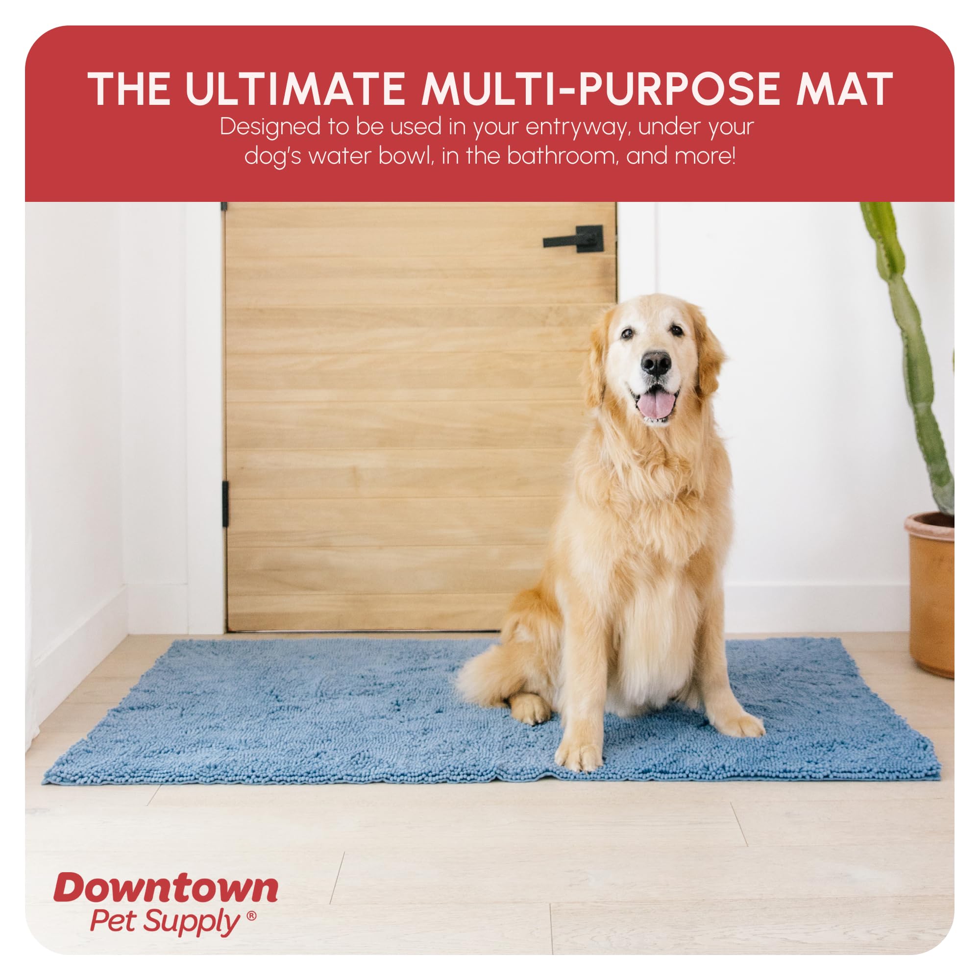 My Doggy Place Microfiber Dog Mat for Muddy Paws, 60 x 36 Faded Denim - Non-Slip, Absorbent and Quick-Drying Dog Paw Cleaning Ma