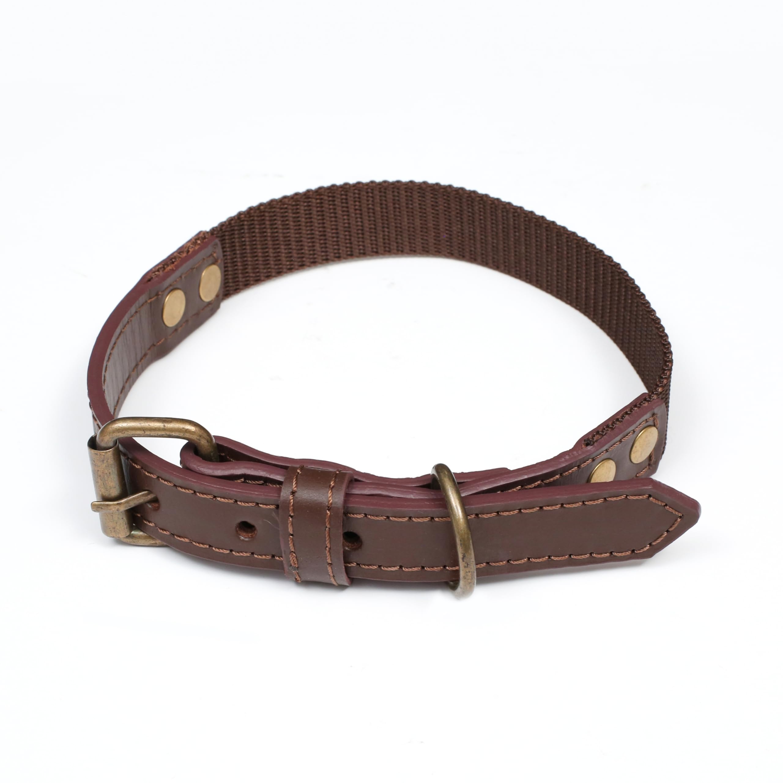 Dog Leash And Collar Set With Metal Buckle, Heavy Duty Leather And Nylon Combo, Adjustable And Durable Pet Walking Gear, 24 Inch