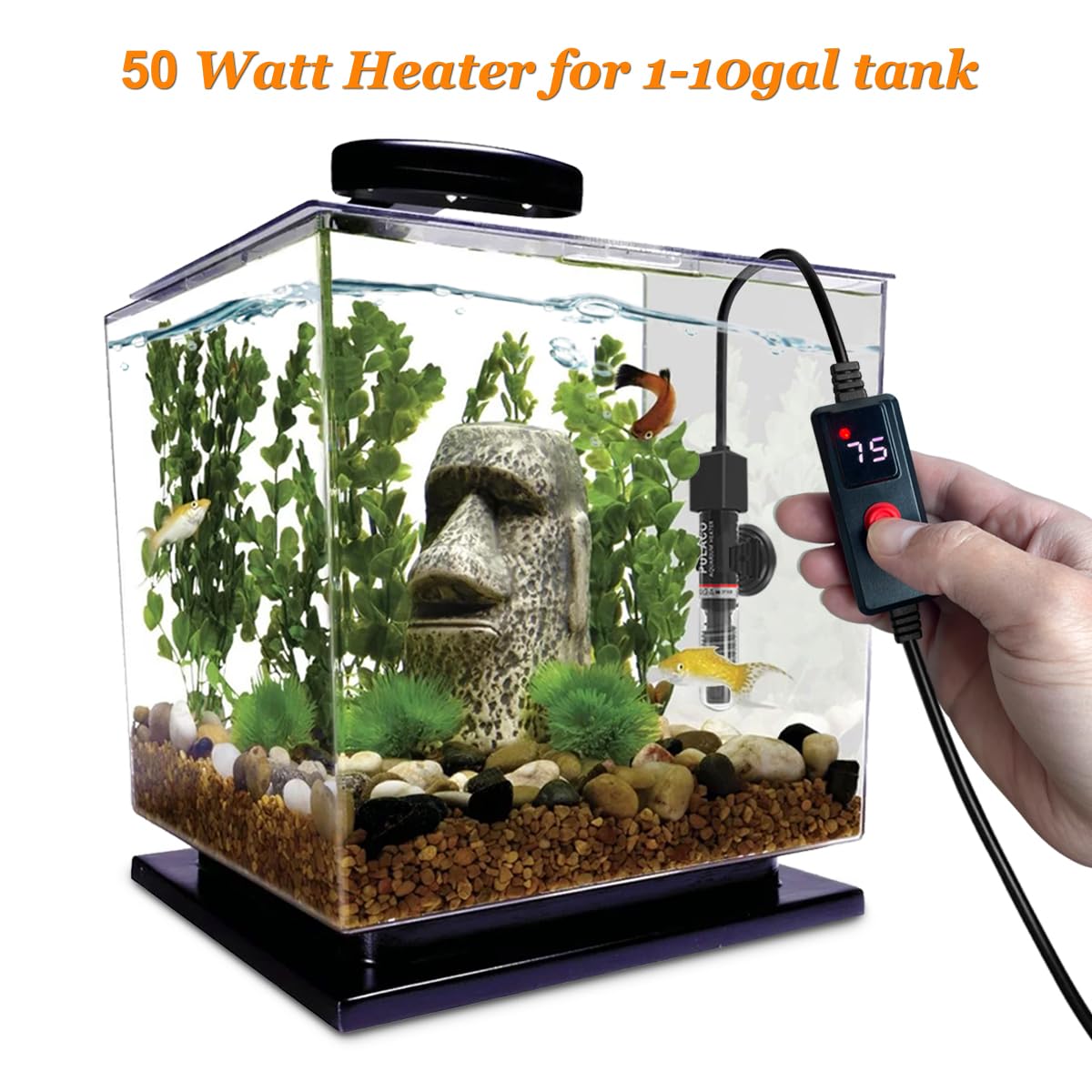 PULACO 50 Watt Small Aquarium Betta Heater for 1-10 Gallon Tank