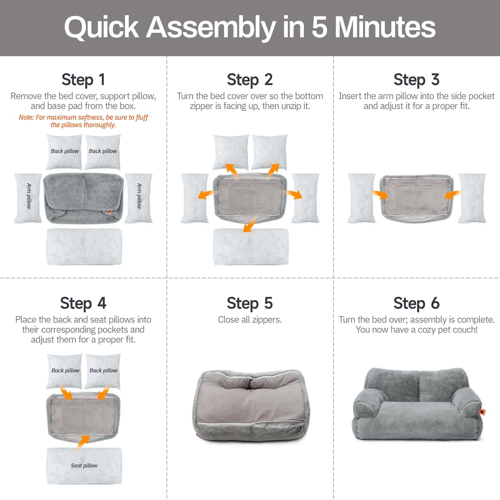 Mewoofun Cat Bed For Indoor Cats, Washable Dog Beds For Small Dogs & Cats, Fluffy Cat Couch With Non-Slip Bottom (Blue, 26.0'' L