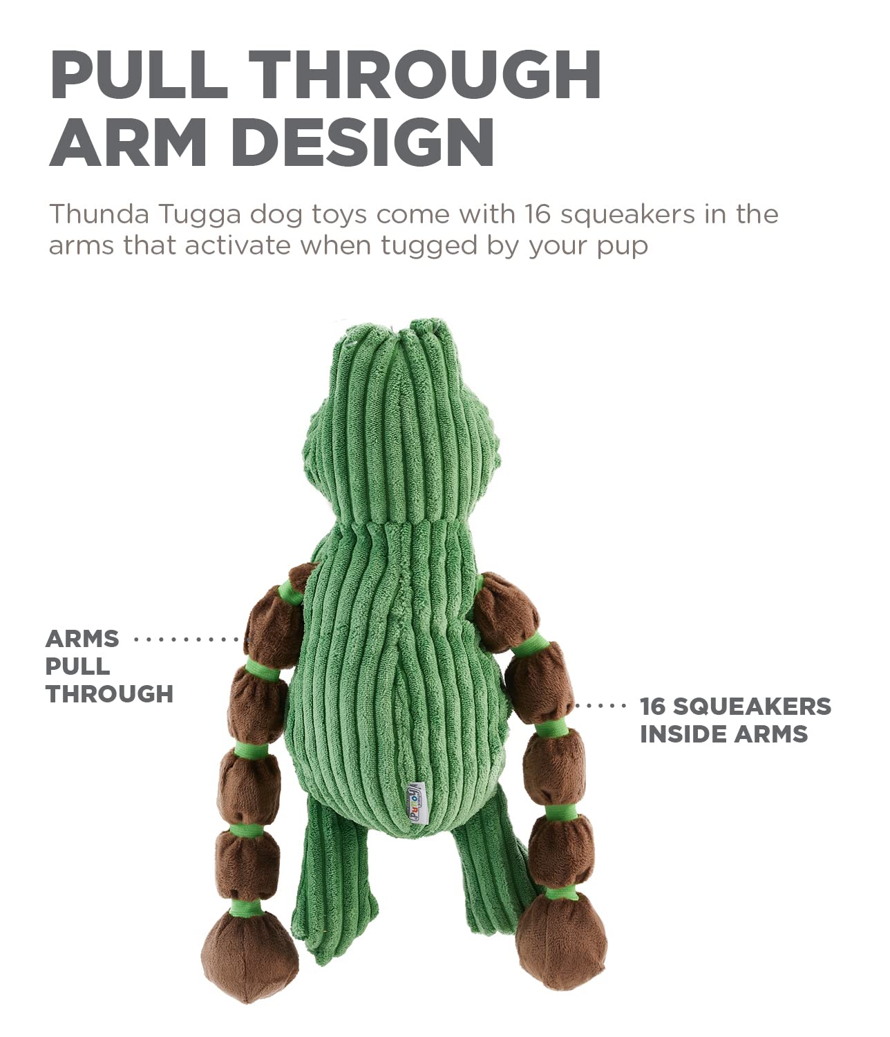 Charming Pet Thunda Tugga Gator Plush Squeaky Dog Tug Toy
