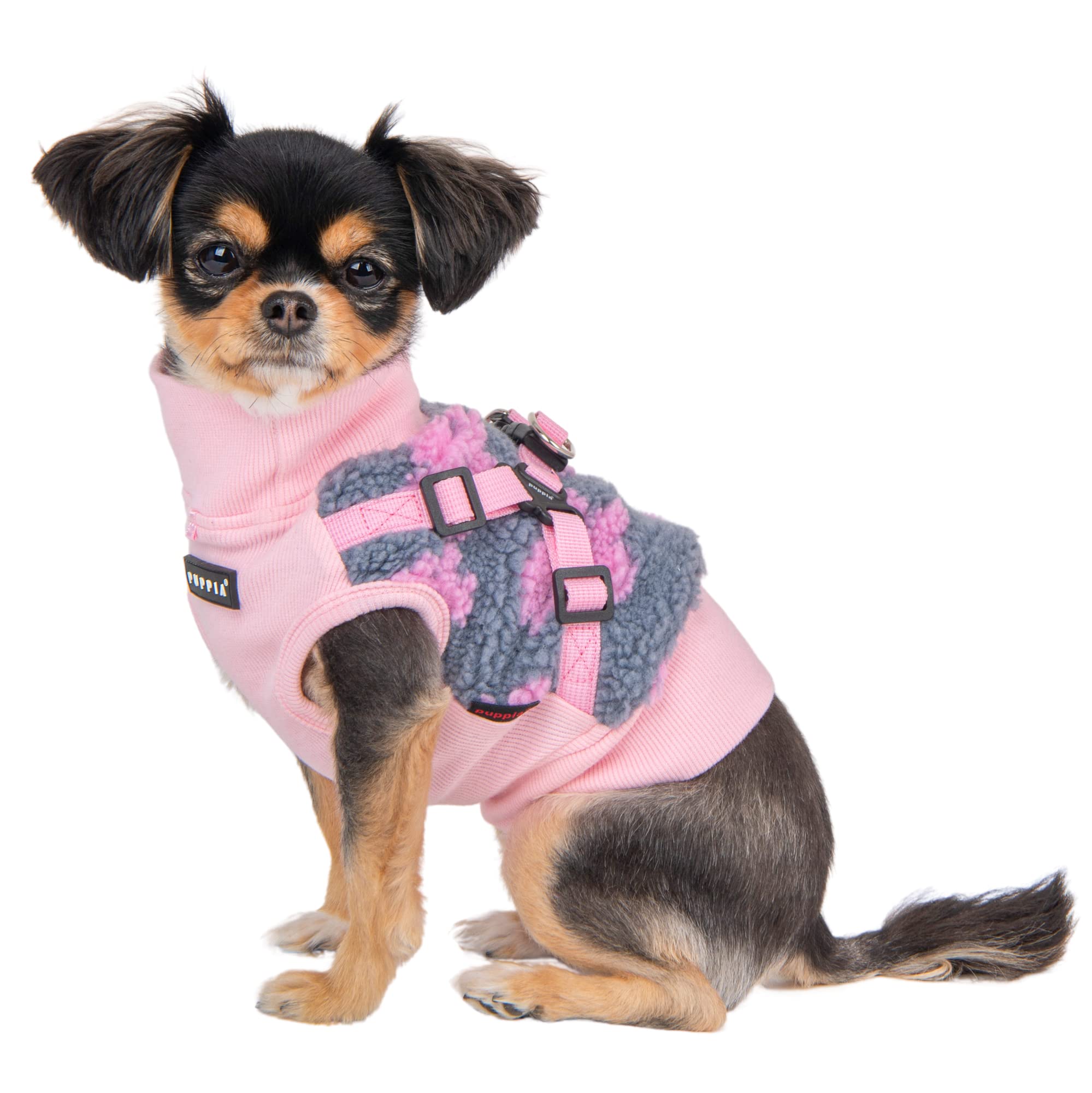 Puppia Ren Jacket Dog Harness Pullover Warm Winter Flower Pattern For Small And Medium Dog, Pink, Small