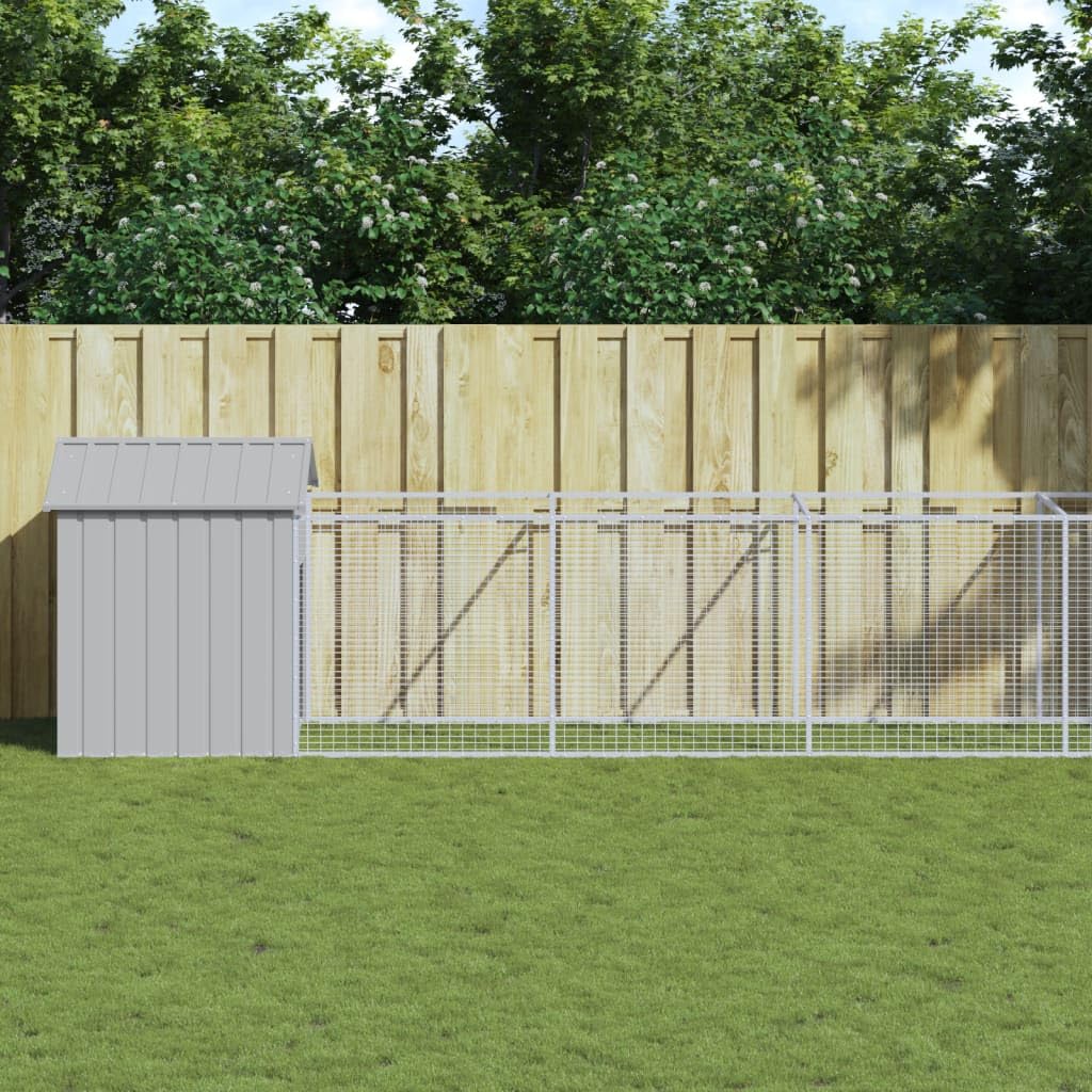 vidaXL Dog House with Roof Light Gray 46.1x239.8x48.4 Galvanized Steel