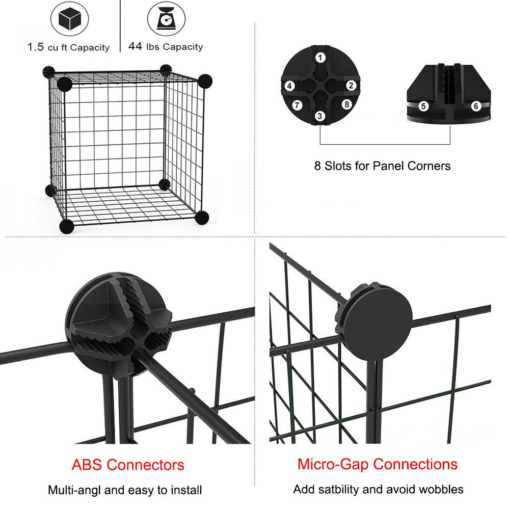 Langxun Rabbit Run,Puppy Pen With Door,Encrypted Wire Mesh Cages16 Panels Indoor/Outdoor Diy Metal Pet Fence For Puppy,Rabbit,Kitten,Hamster,Guinea Pig,Turtle,Hedgehog.Black