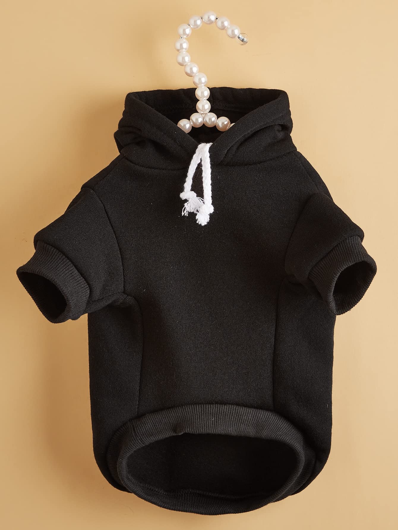 Qwinee Basic Dog Hoodie, Dog Warm Jacket, Cat Apparel, Dog Shirt, Dog Clothes For Puppy Kitten Small Medium Dogs Cats Black L, (