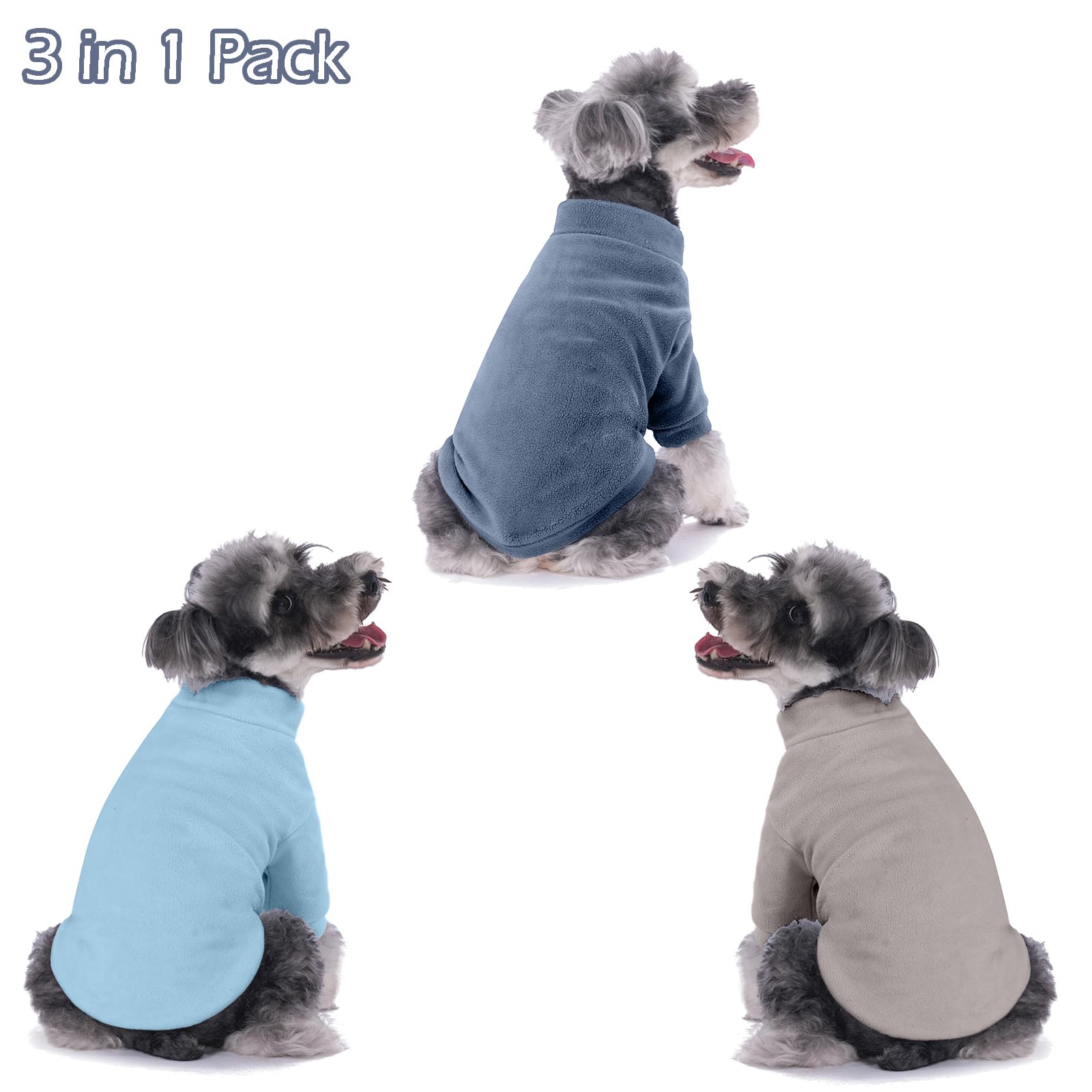 Gyalaperi Dog Sweater, 3 Pack Dog Sweaters For Small Dogs Girl Boy, Ultra Soft Warm Puppy Clothes Coat For Winter (Gray+Azure+Na