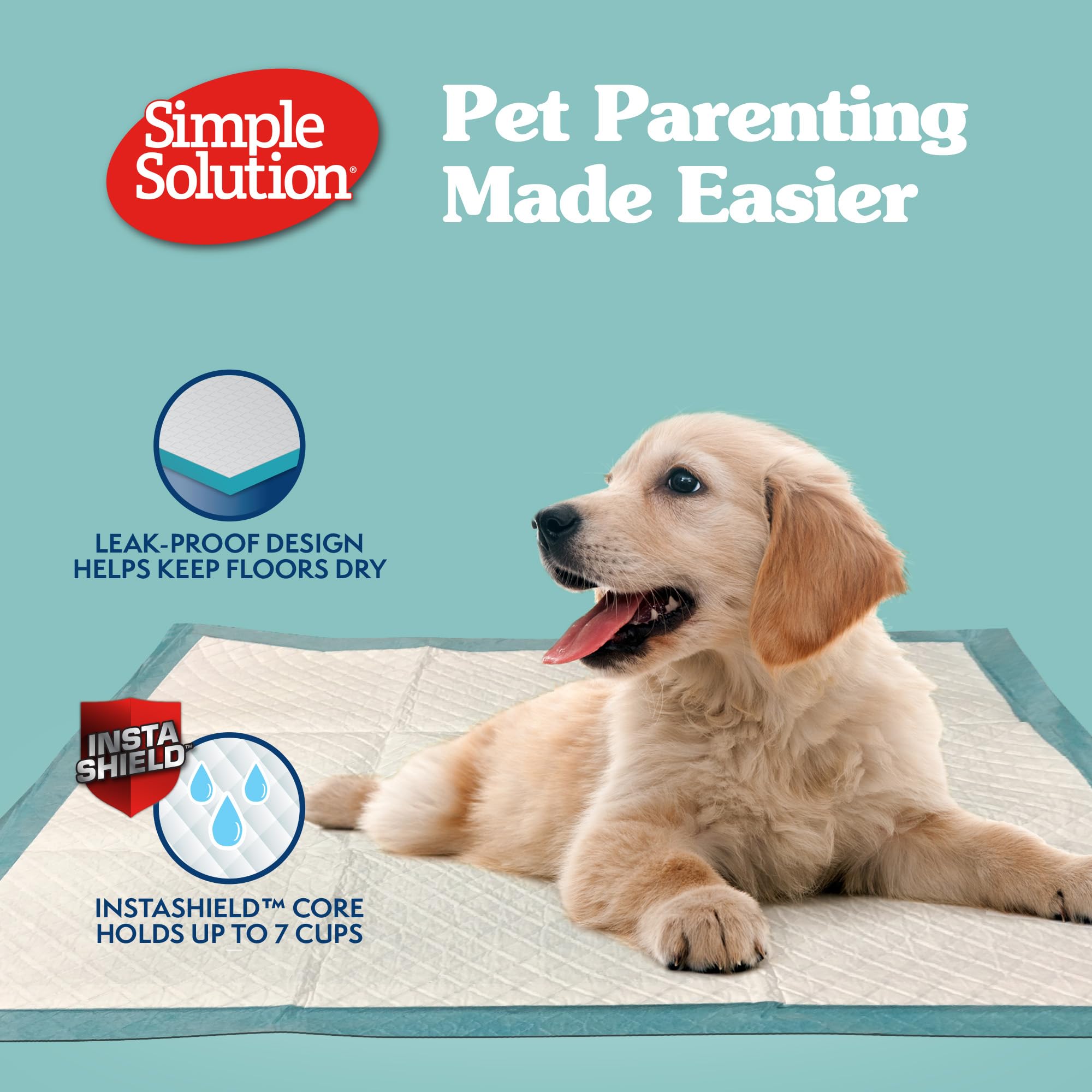 Simple Solution Training Puppy Pads | Extra Large, 6 Layer Dog Pee Pads, Absorbs Up To 7 Cups Of Liquid | 28X30 Inches, 100 Coun