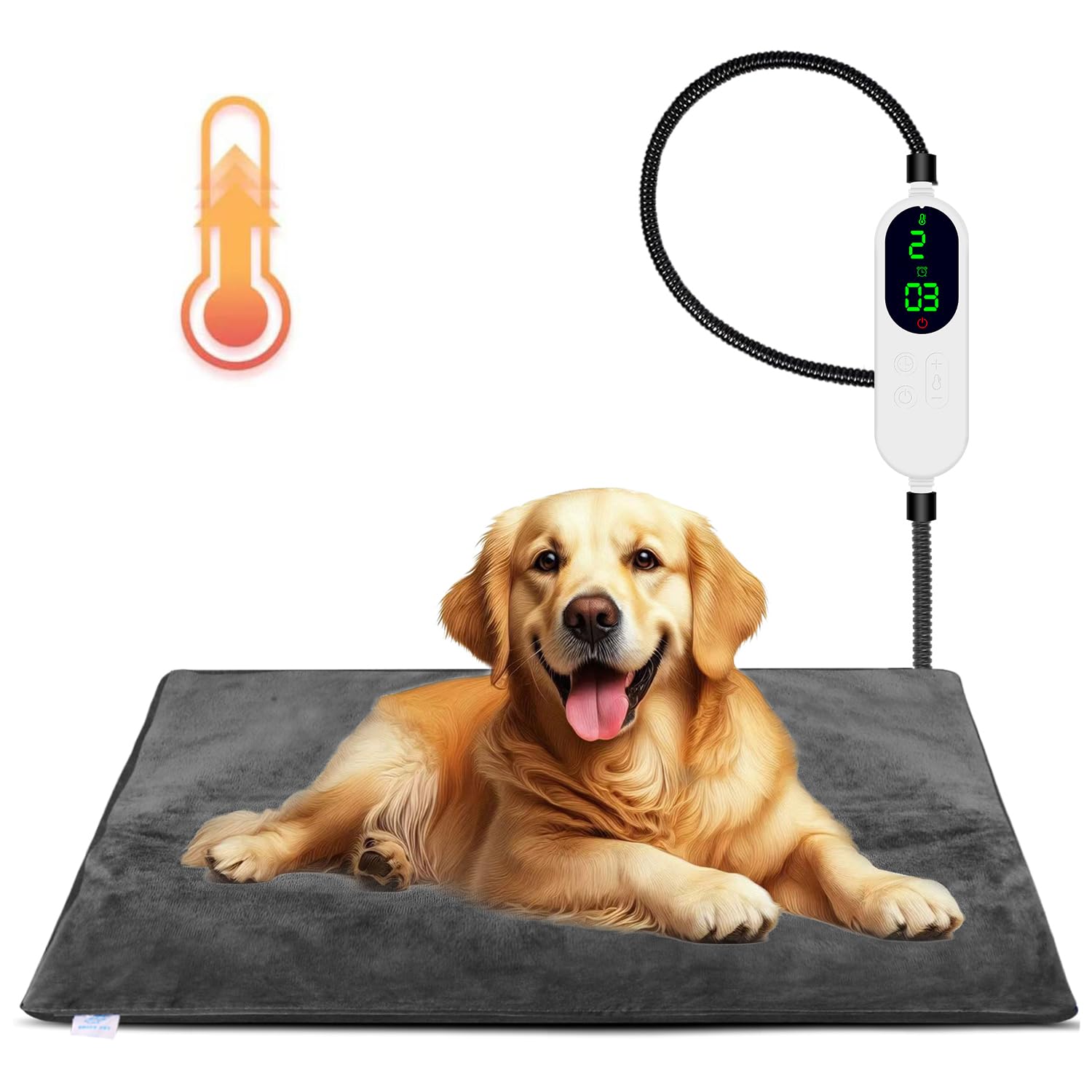 Pet Heating Pad For Dogs And Cats, 9 Adjustable Temperature Dog Heating Pad, Electric Heated Dog Bed, Heated Blanket For Dogs Wi