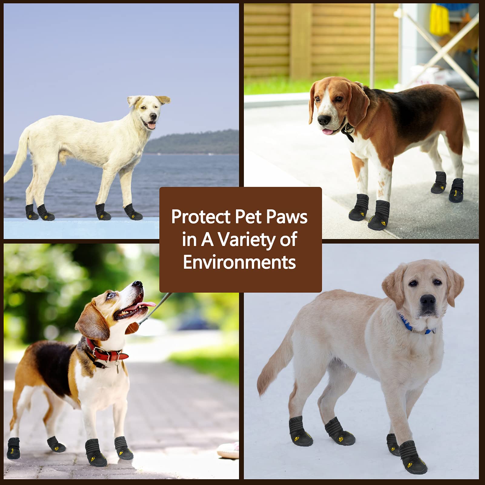 Expawlorer Dog Shoes For Medium Dogs,Dog Boots & Paw Protectors For Winter With Anti-Slip Rugged Sole,Waterproof Dog Booties For Outdoor Snow Rain Days,Dog Shoes For Hot Pavement,Hiking Walking(Black)