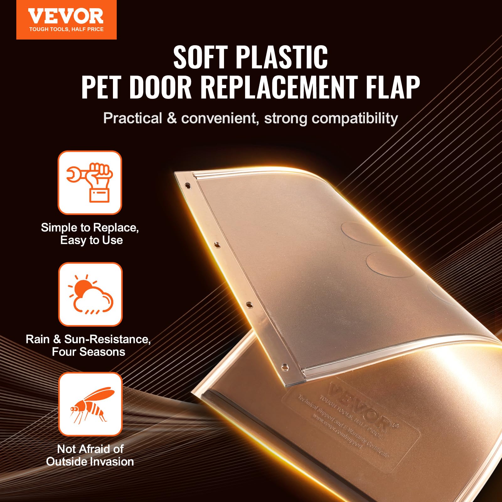 Vevor Pet Door Replacement Flap, Compatible With Vevor Flap Pet Doors, Measures 8.25'' X 12.25'' Longer Lasting, Weather-Proof,