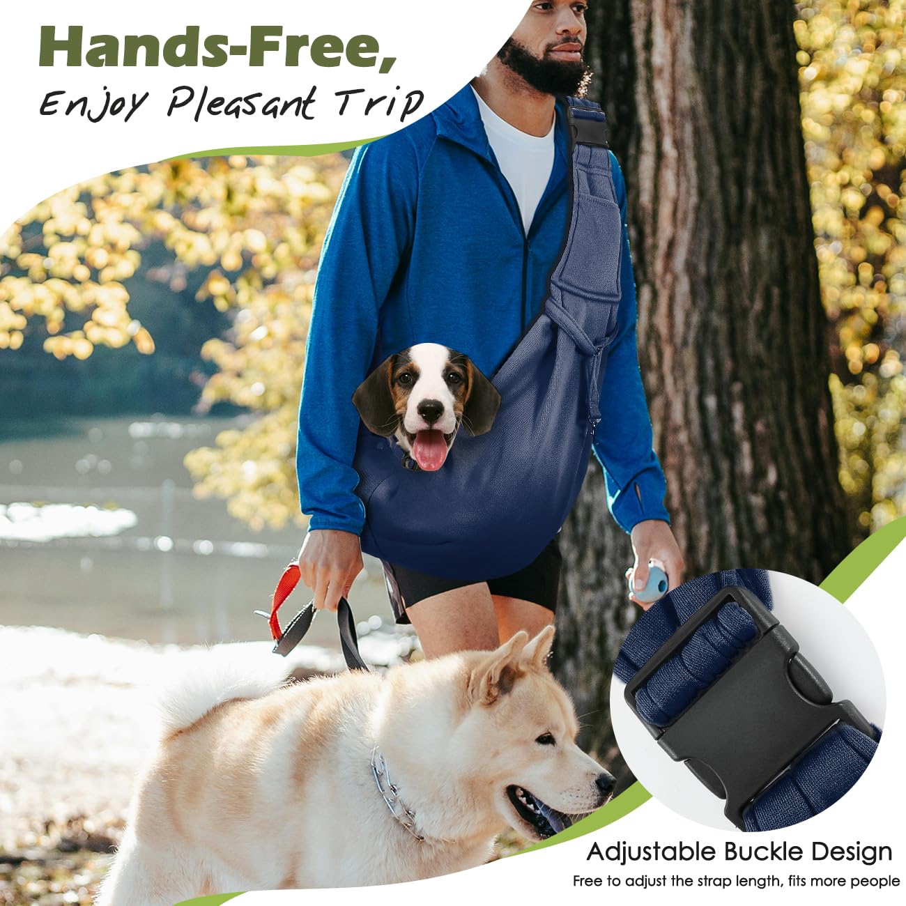 Pawaboo Small Dog Sling Carrier, Reversible Hands Free Dog Sling Carrier For Small Dogs Cats, Puppy Sling Carrier With Adjustabl