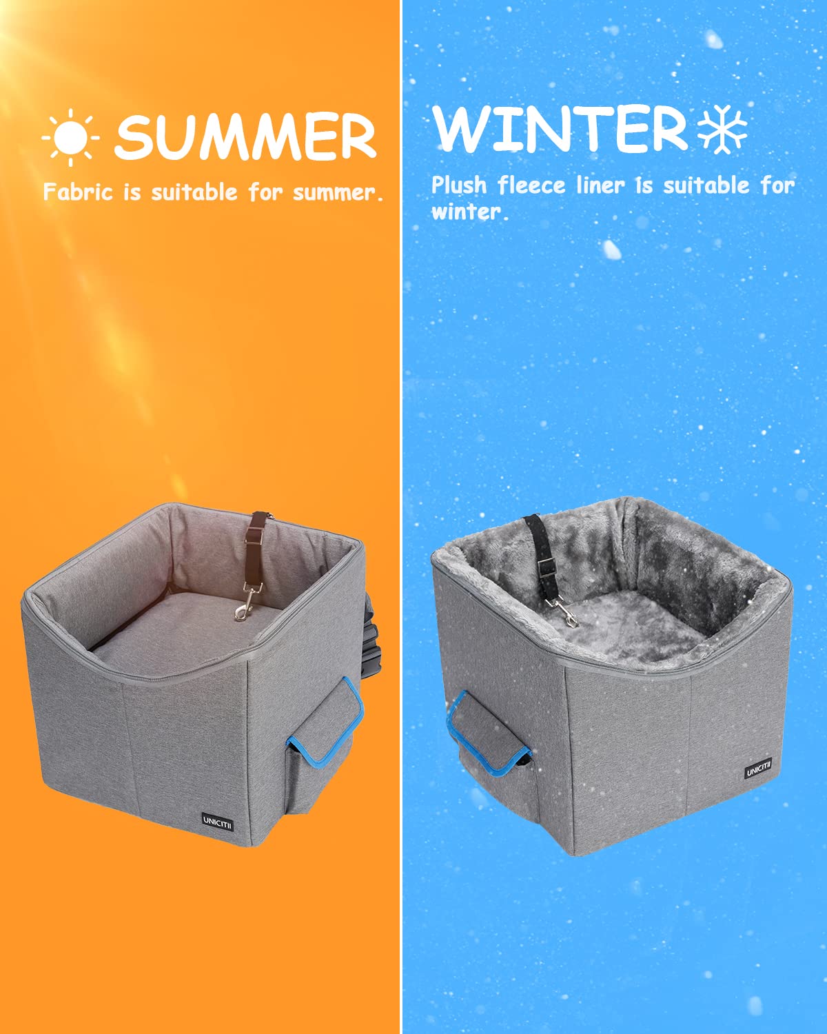 Unicitii Lookout Pet Car Booster Seat For Small Dogs, Bucket Booster Pet Seat, Elevated Dog Booster Car Seat, Lookout Dog Car Seat For Small Dogs