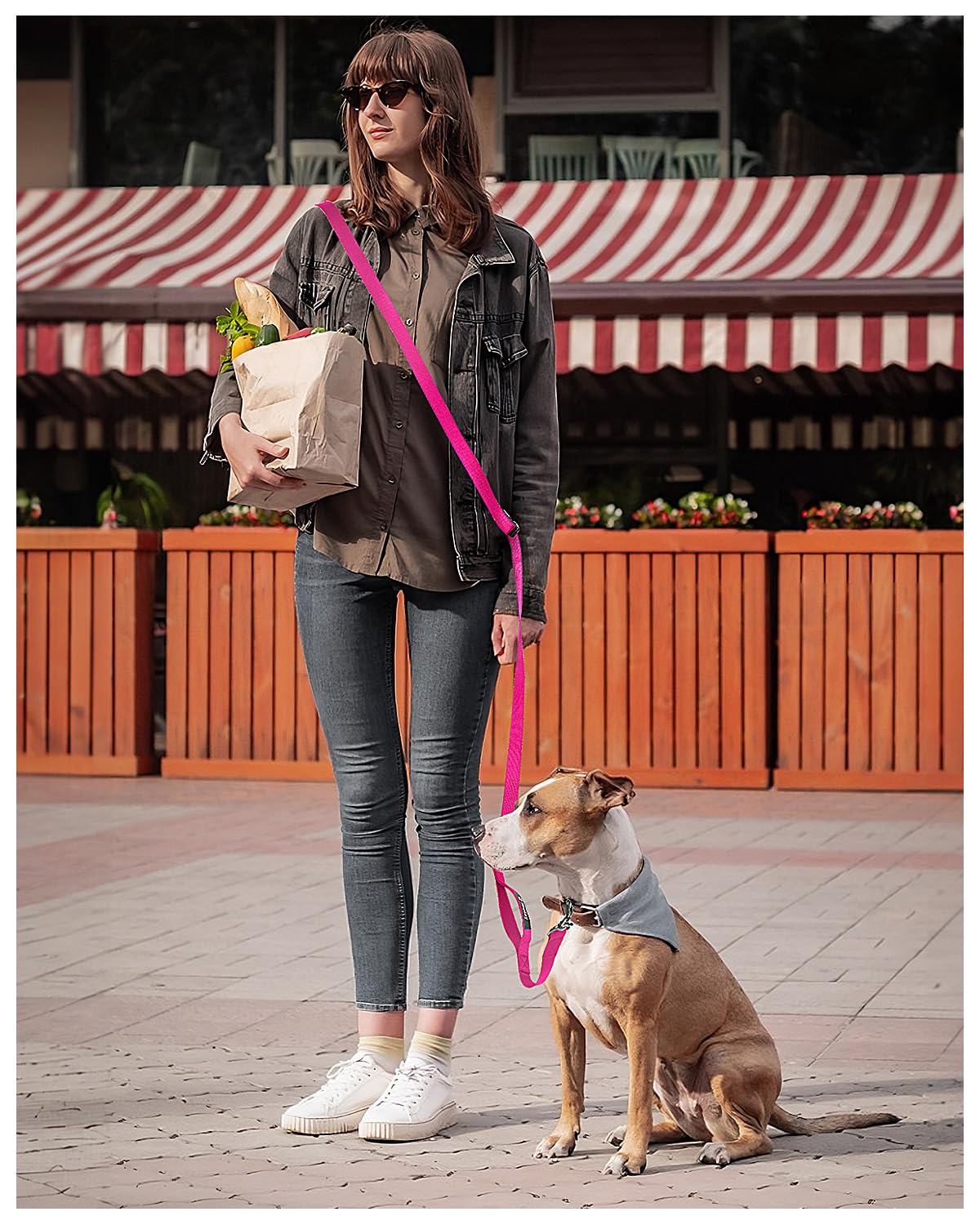 Hands Free Dog Leash, 8.2ft Multifunctional Crossbody Rope with Explosion-Proof Handle and Adjustable Training Hands Free Leash