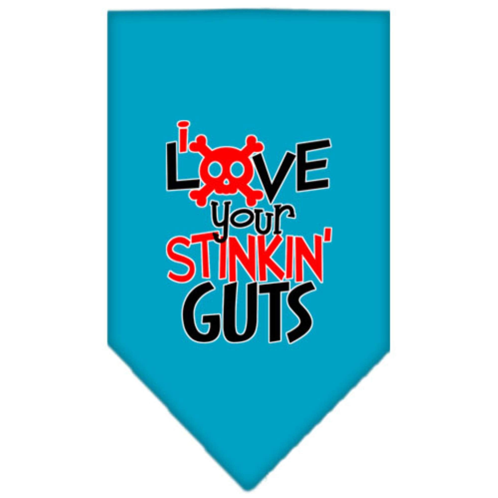Mirage Pet Product Love Your Stinkin Guts Screen Print Bandana Turquoise Small