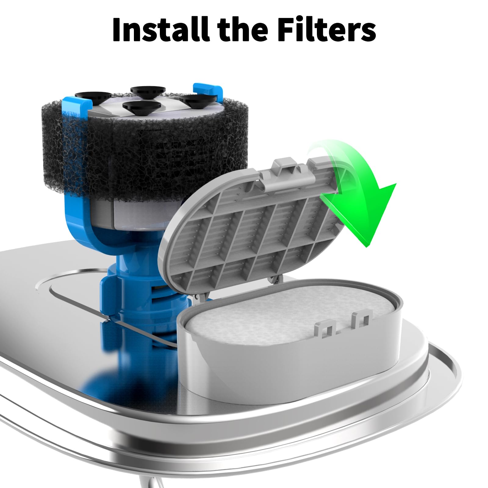 Cat Water Fountain Filter Replacement, 4+4/8+8/12+12/16+16 Pack For Stainless Steel Cat Fountain 2L/67Oz And 3.2L/108Oz, Carbon